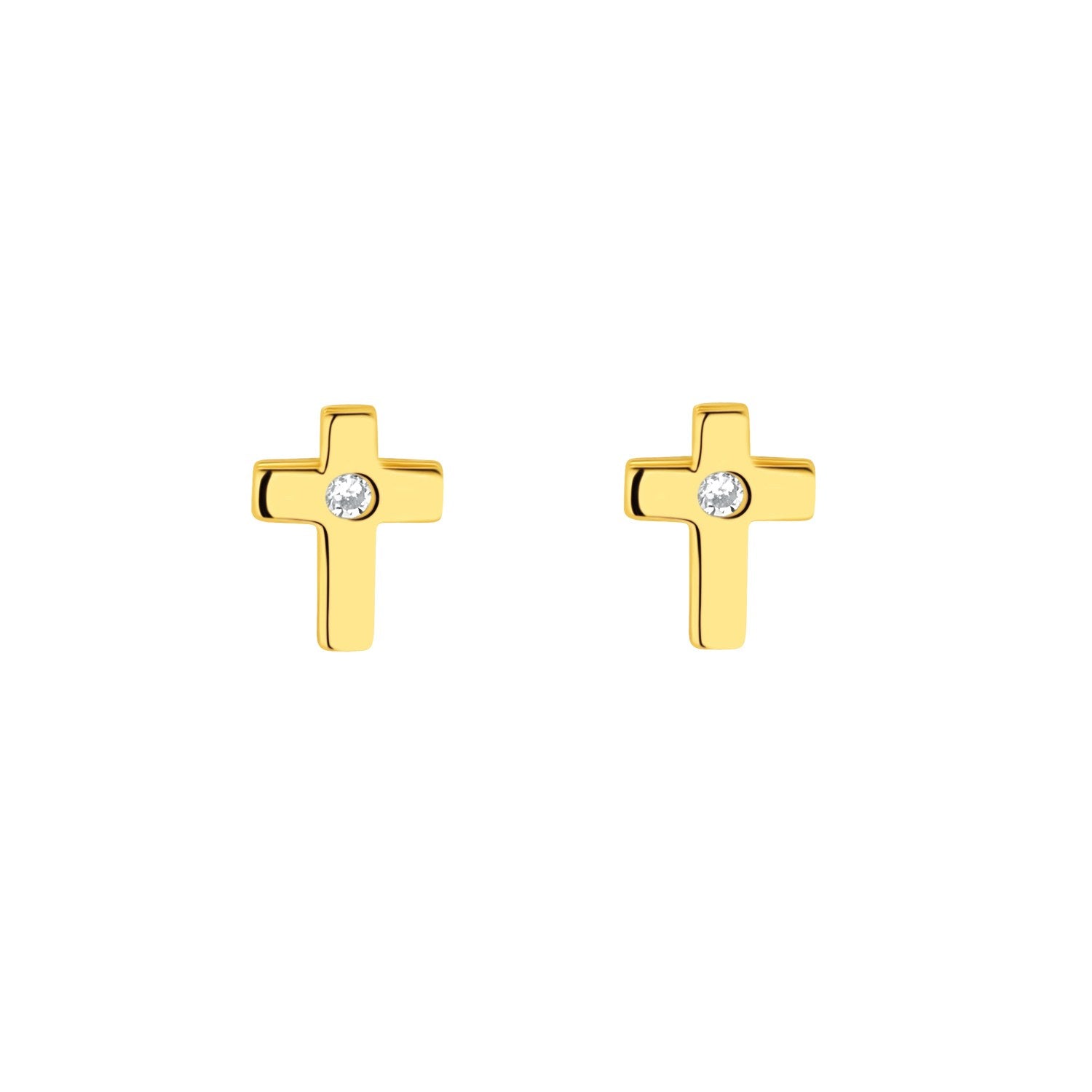 9ct Yellow Gold Cubic Zirconia Cross Stud Earrings