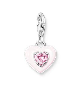 Thomas Sabo Sterling Silver Pink Heart Charm with Pink Cubic Zirconia