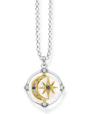 Thomas Sabo Sterling Silver Moon & Star Pendant with Multicoloured Stones