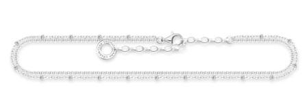 Thomas Sabo Sterling Silver Double Row Chain Anklet Charm