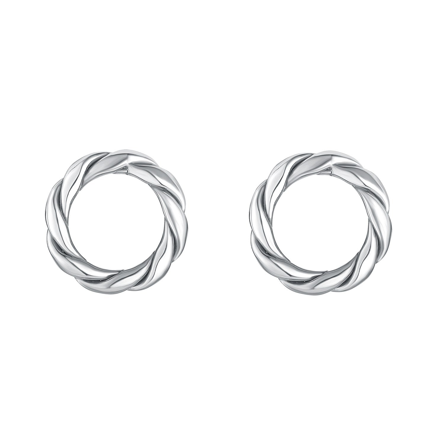 Sterling Silver Twisted Circle Stud Earrings