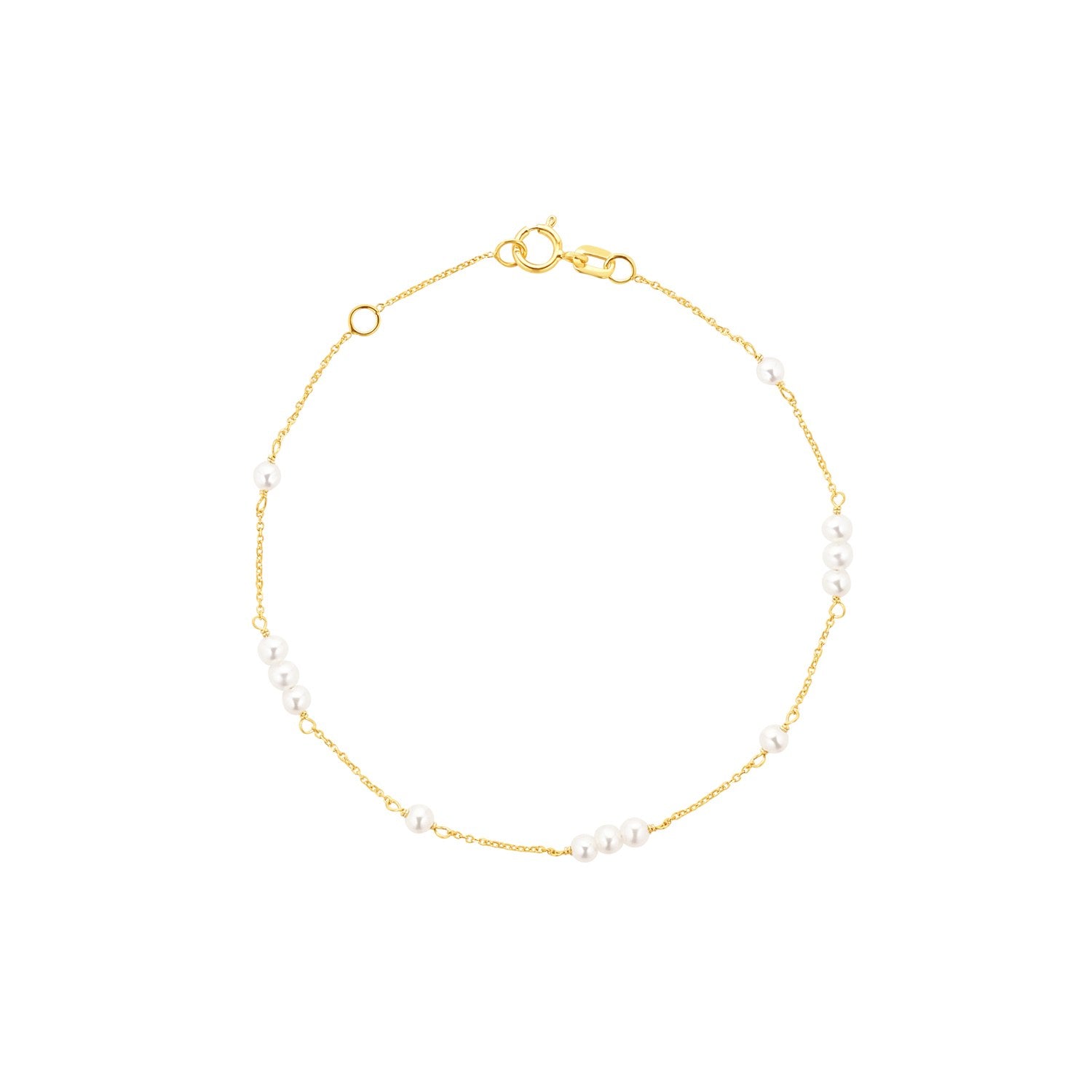 9ct Yellow Gold Freshwater Pearl Chain Bracelet