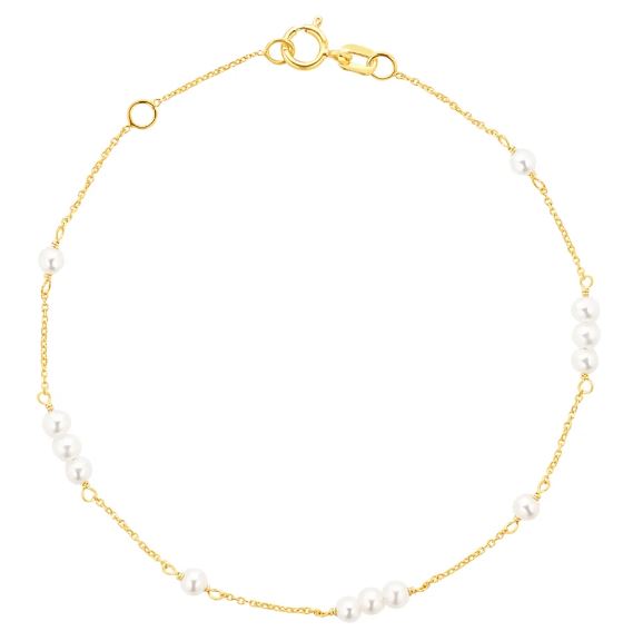 9ct Yellow Gold Freshwater Pearl Chain Bracelet
