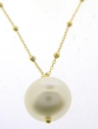 9ct Yellow Gold Freshwater Pearl Drop Necklace