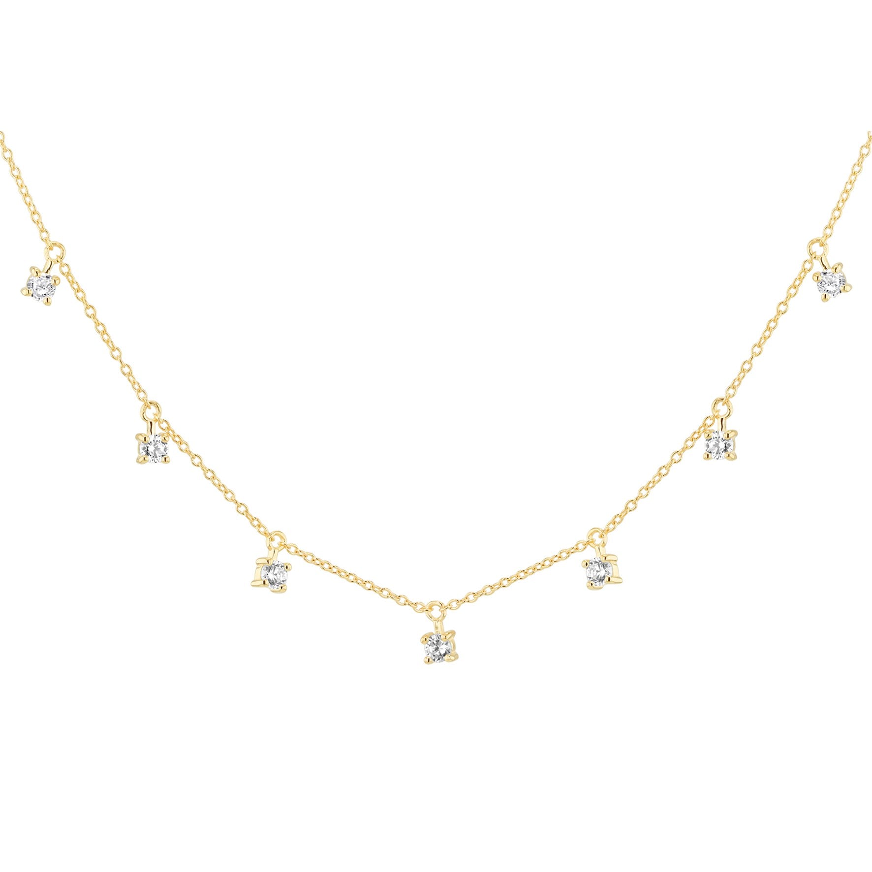 9ct Yellow Gold Petite Cubic Zirconia Button Necklace