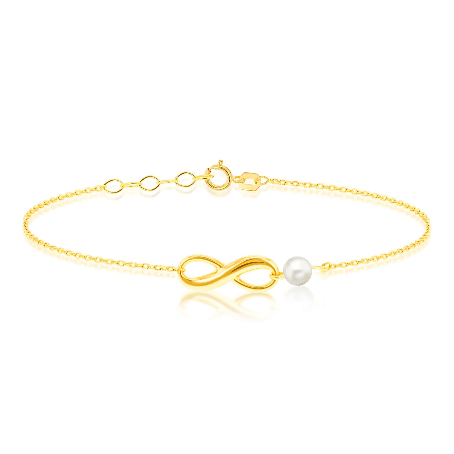 9ct Yellow Gold Infinity Freshwater Pearl Bracelet