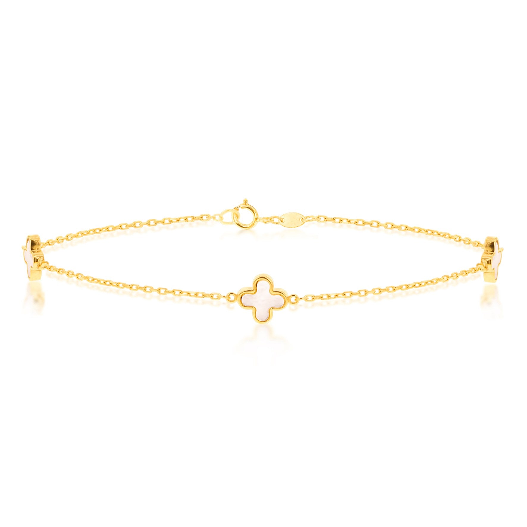 9ct Yellow Gold Mother of Pearl Petal Bracelet 7.5'