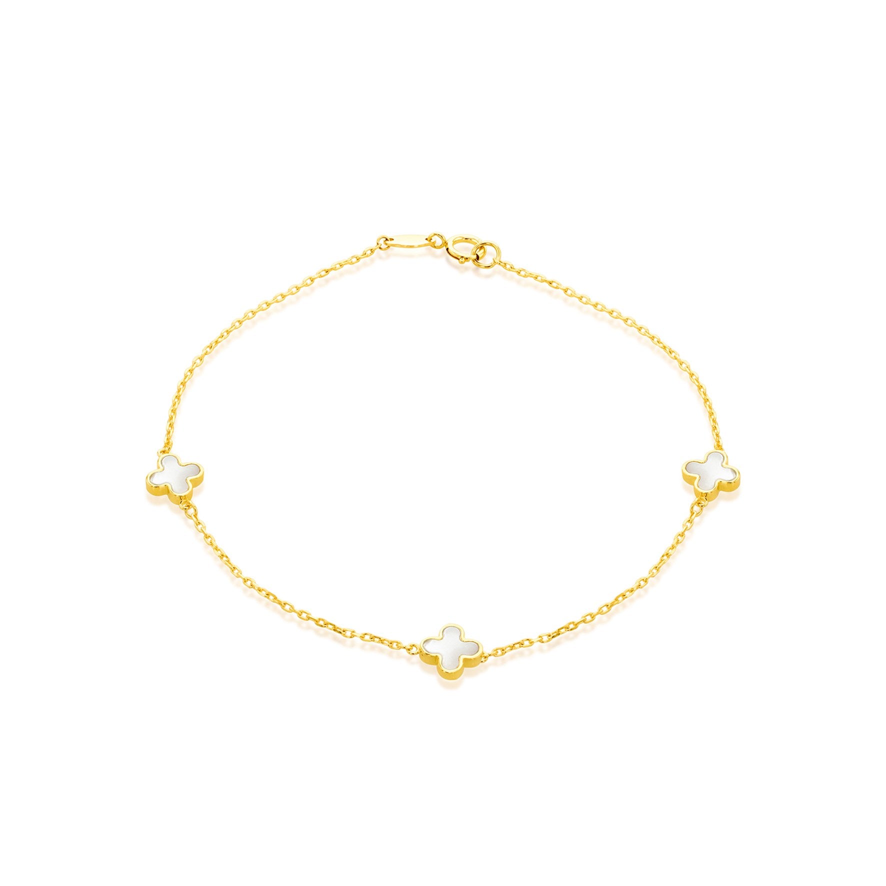 9ct Yellow Gold Mother of Pearl Petal Bracelet 7.5'