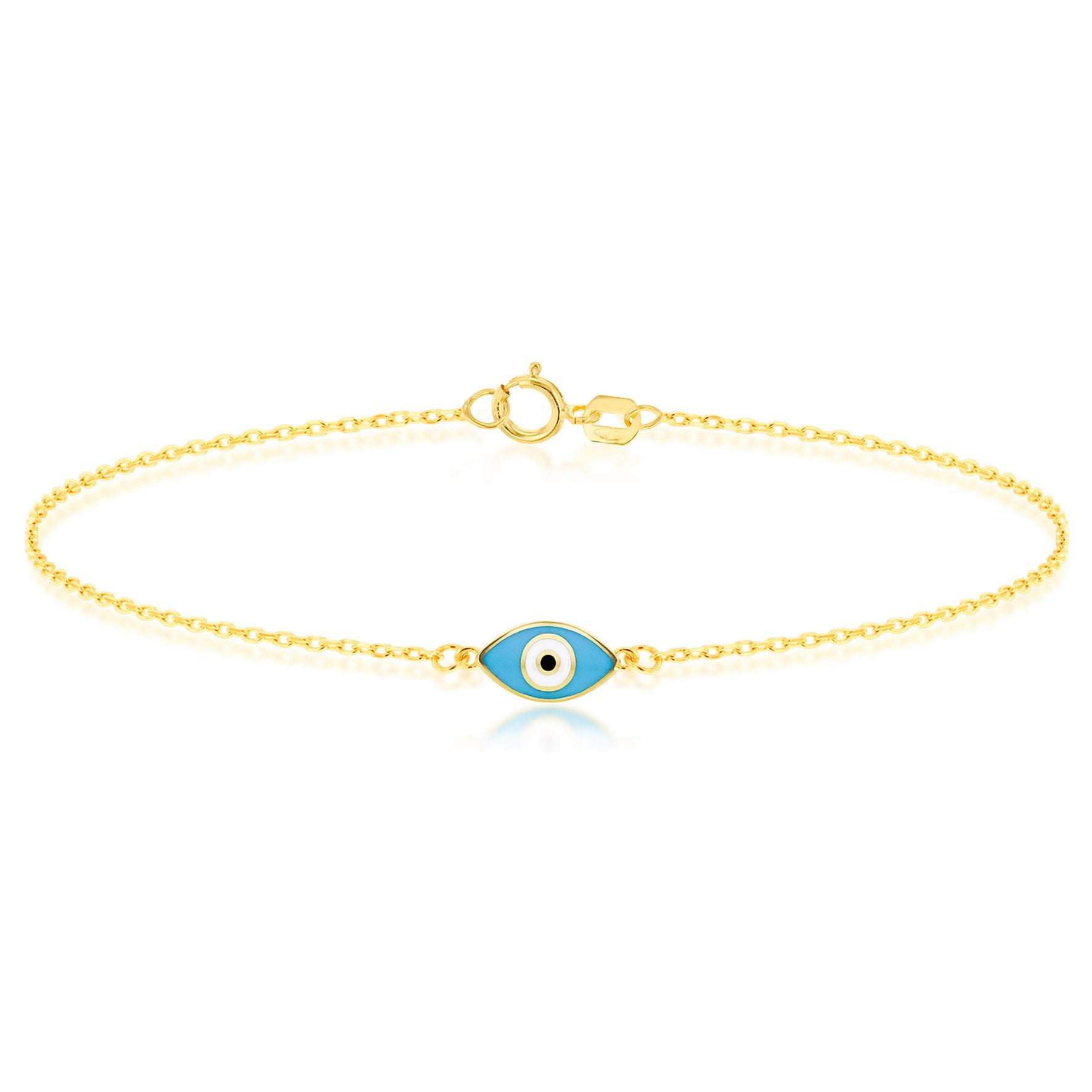 9ct Yellow Gold Evil Eye Bracelet 7.5'
