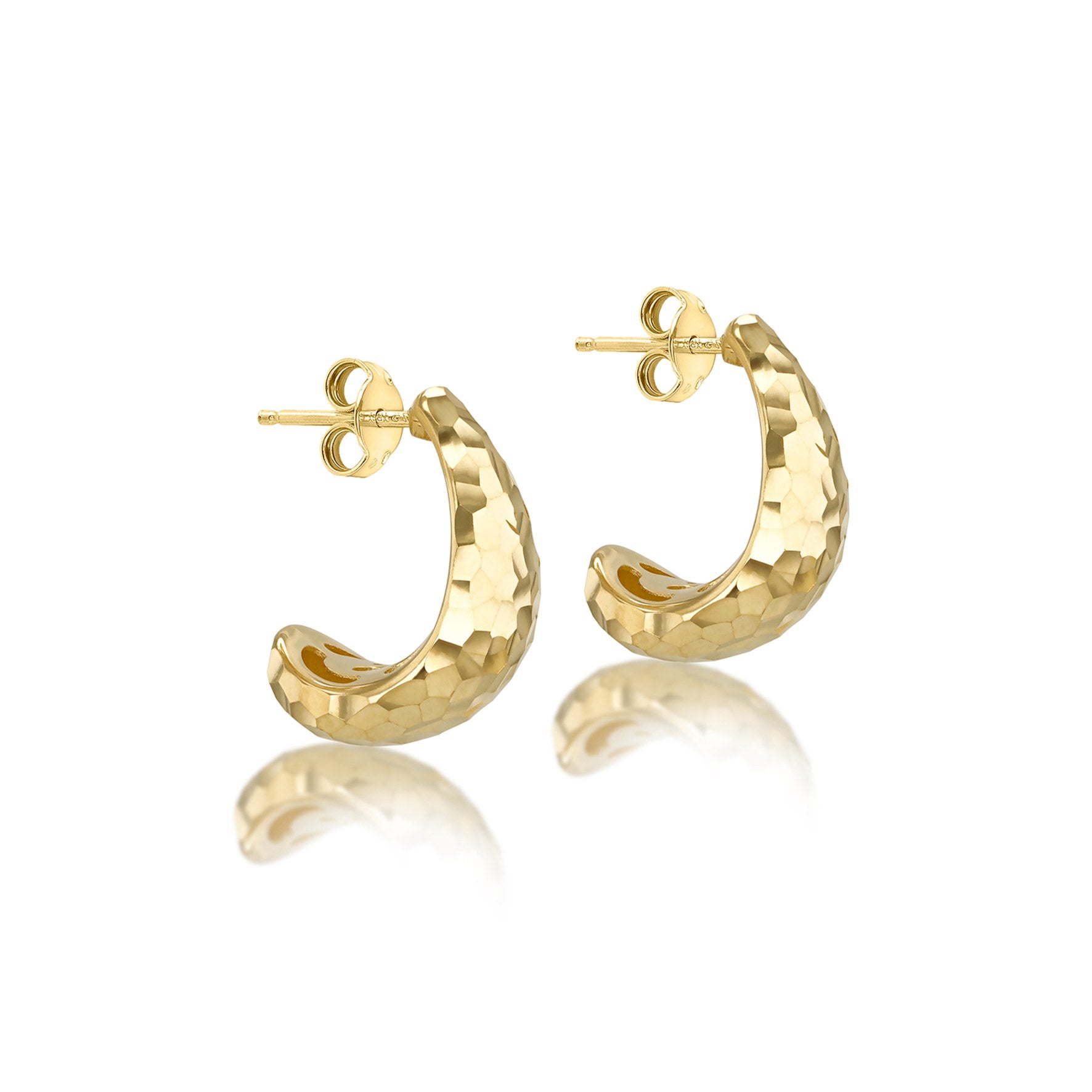9ct Yellow Gold J-Shaped Stud Earrings