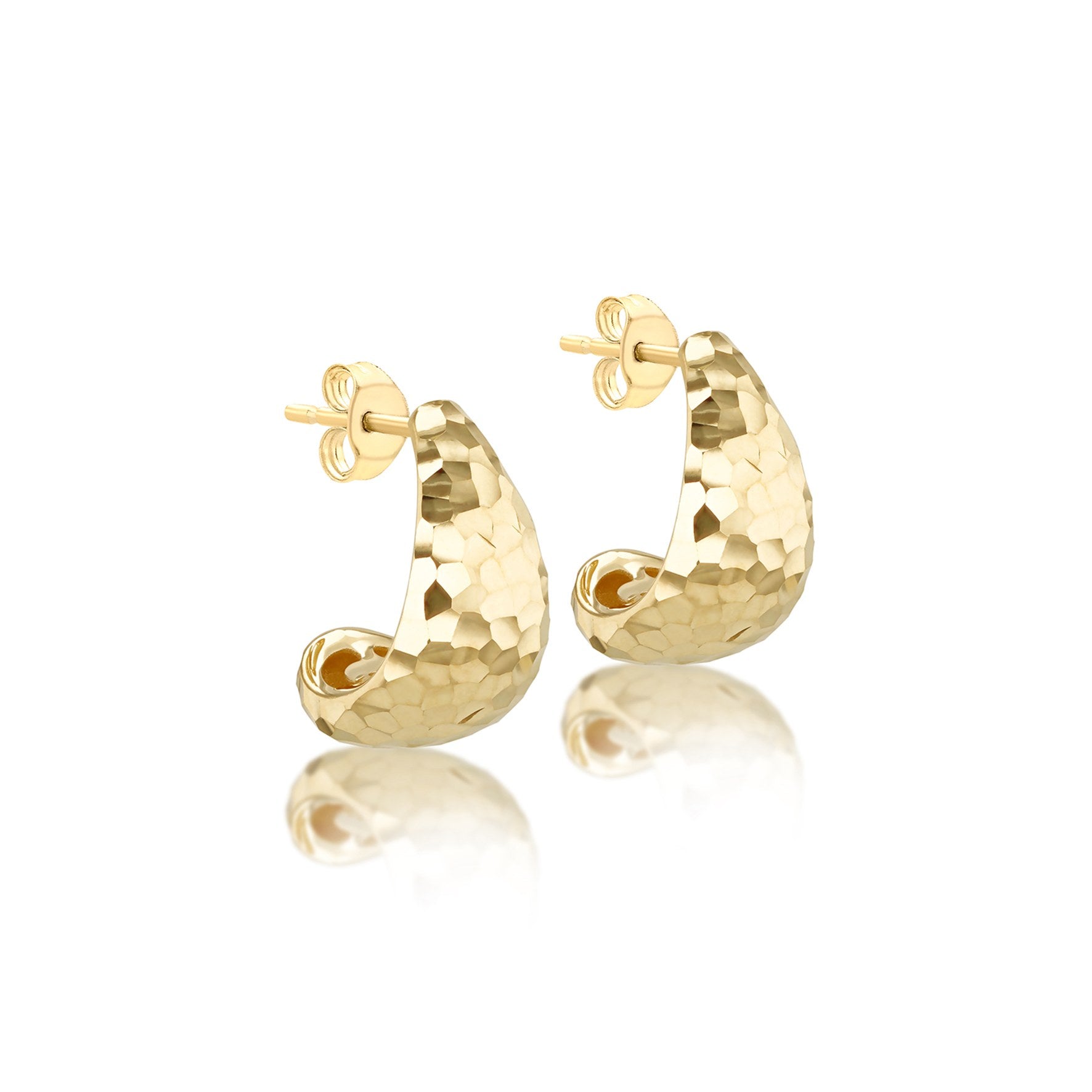 9ct Yellow Gold J-Shaped Stud Earrings