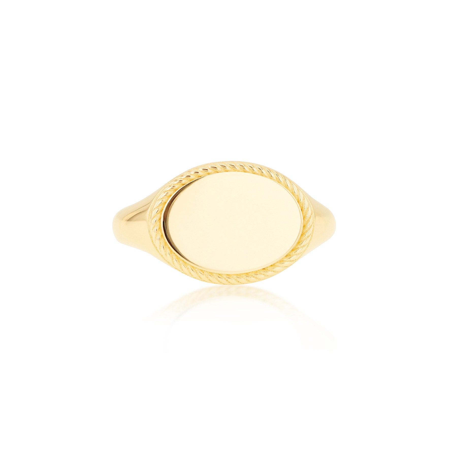 9ct Yellow Gold Oval Twisted Rope Frame Signet Ring