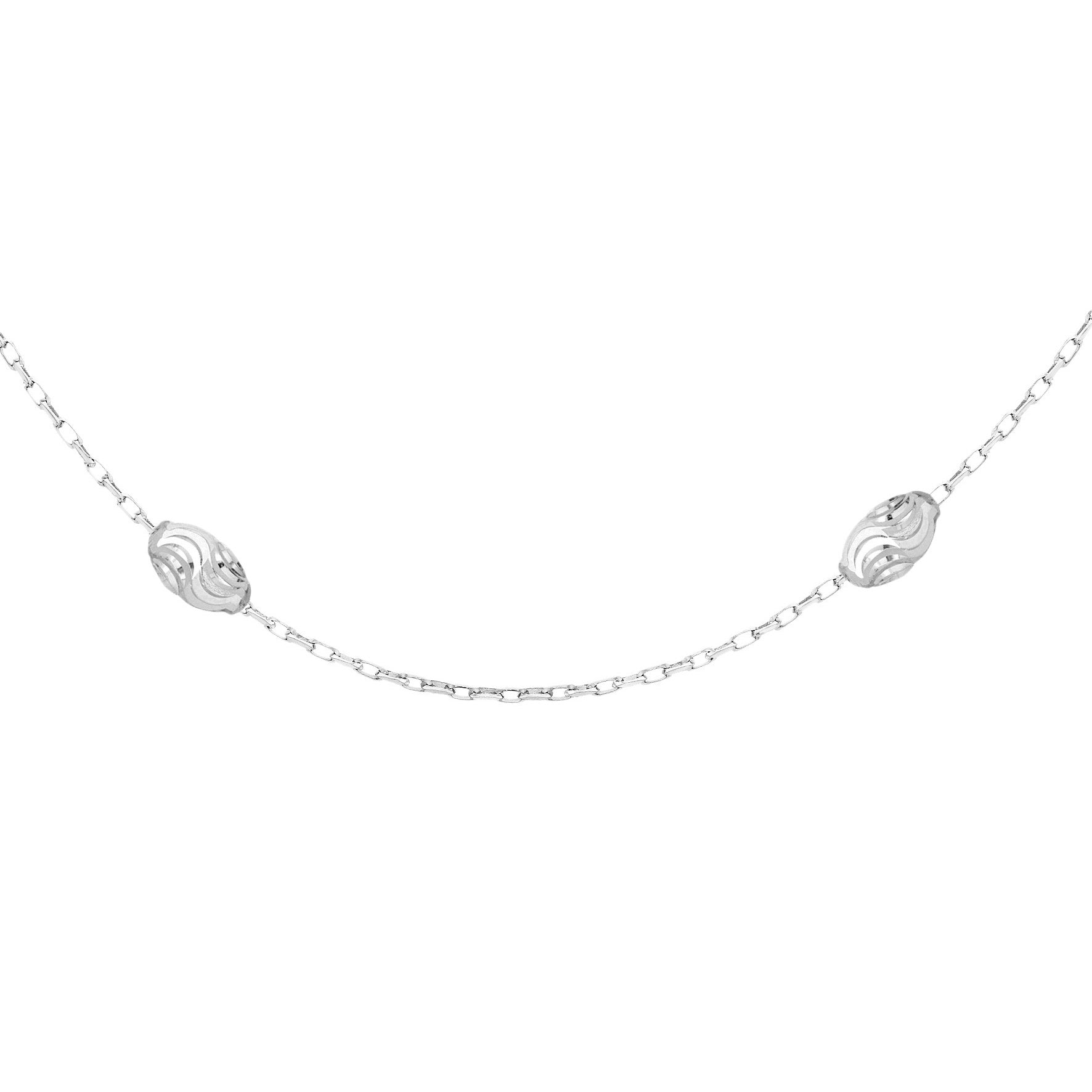 Sterling Silver Diamond Cut 'Coffee Bean' Necklace - 18'