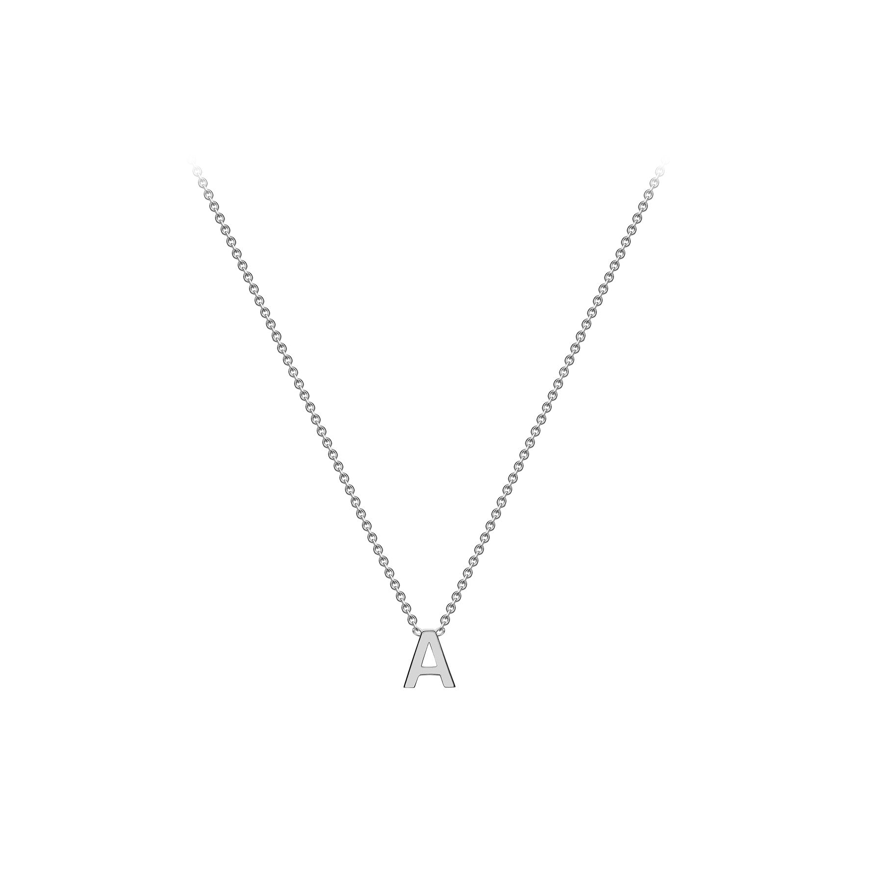 Sterling Silver Mini Initital 'A' Necklace 15'-17'