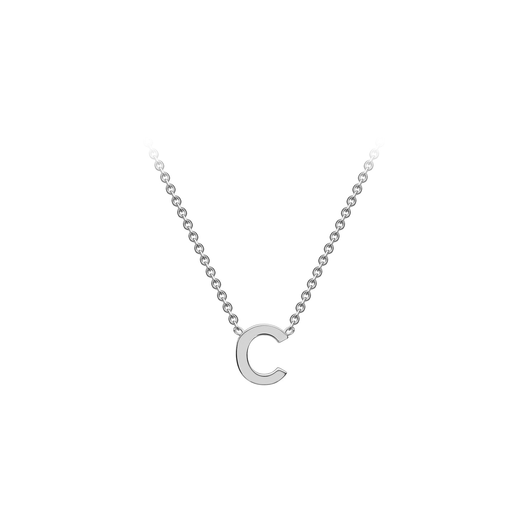 Sterling Silver Mini Initital 'C' Necklace 15'-17'