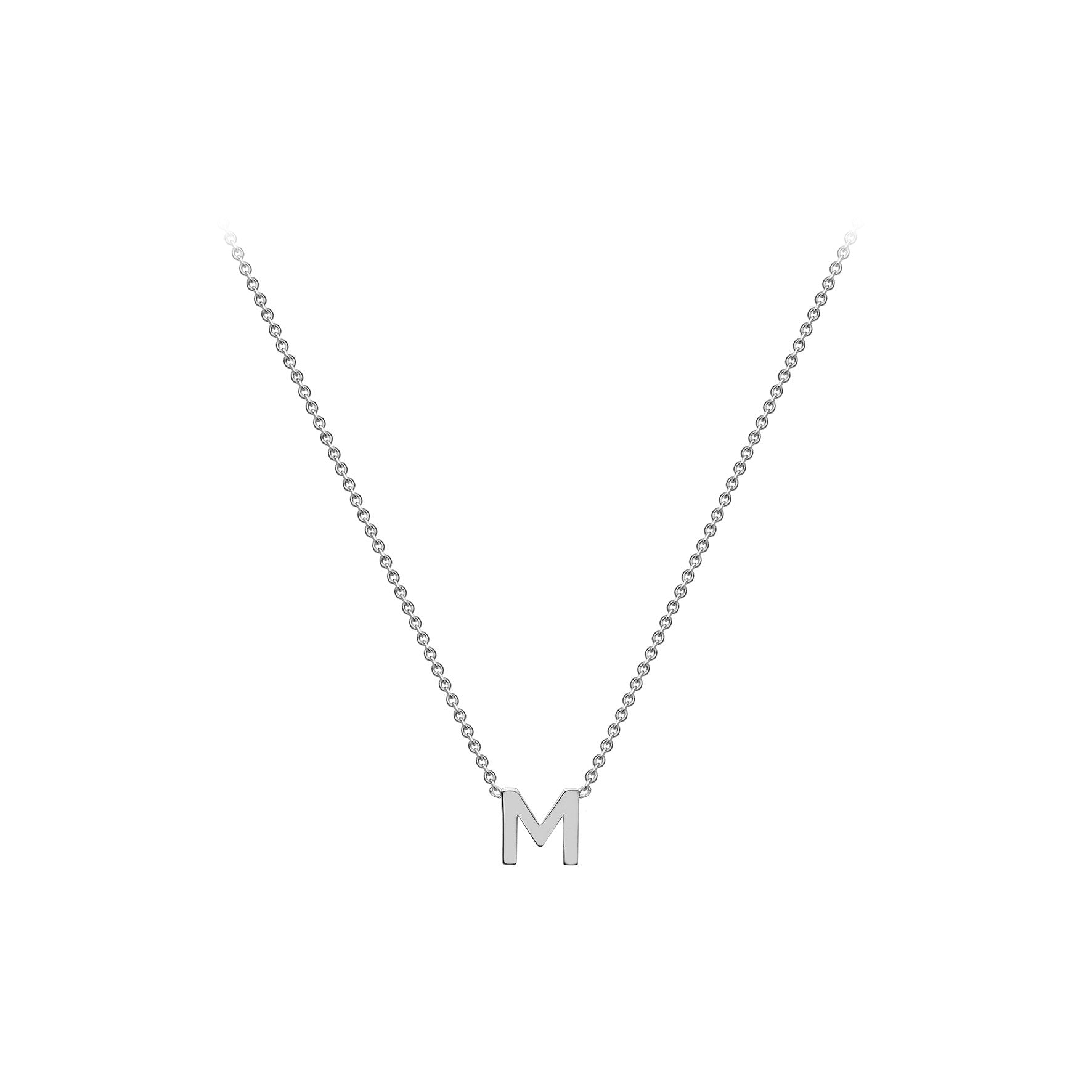 Sterling Silver Mini Initital 'M' Necklace 15'-17'