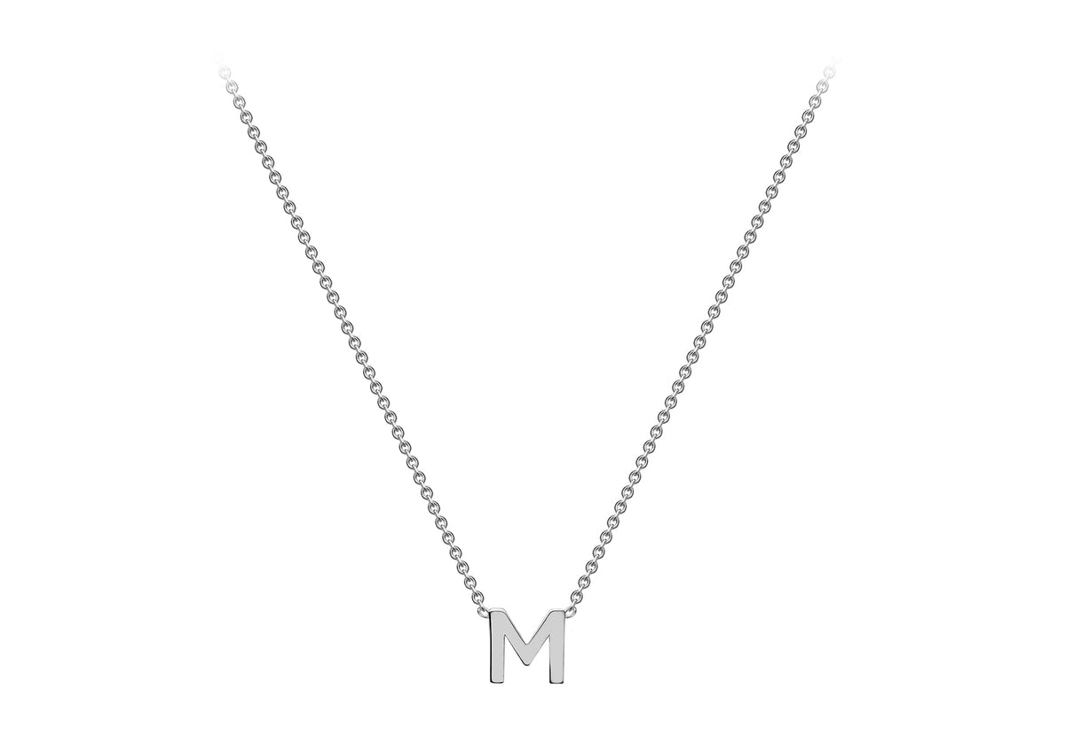 Sterling Silver Mini Initital 'M' Necklace 15'-17'