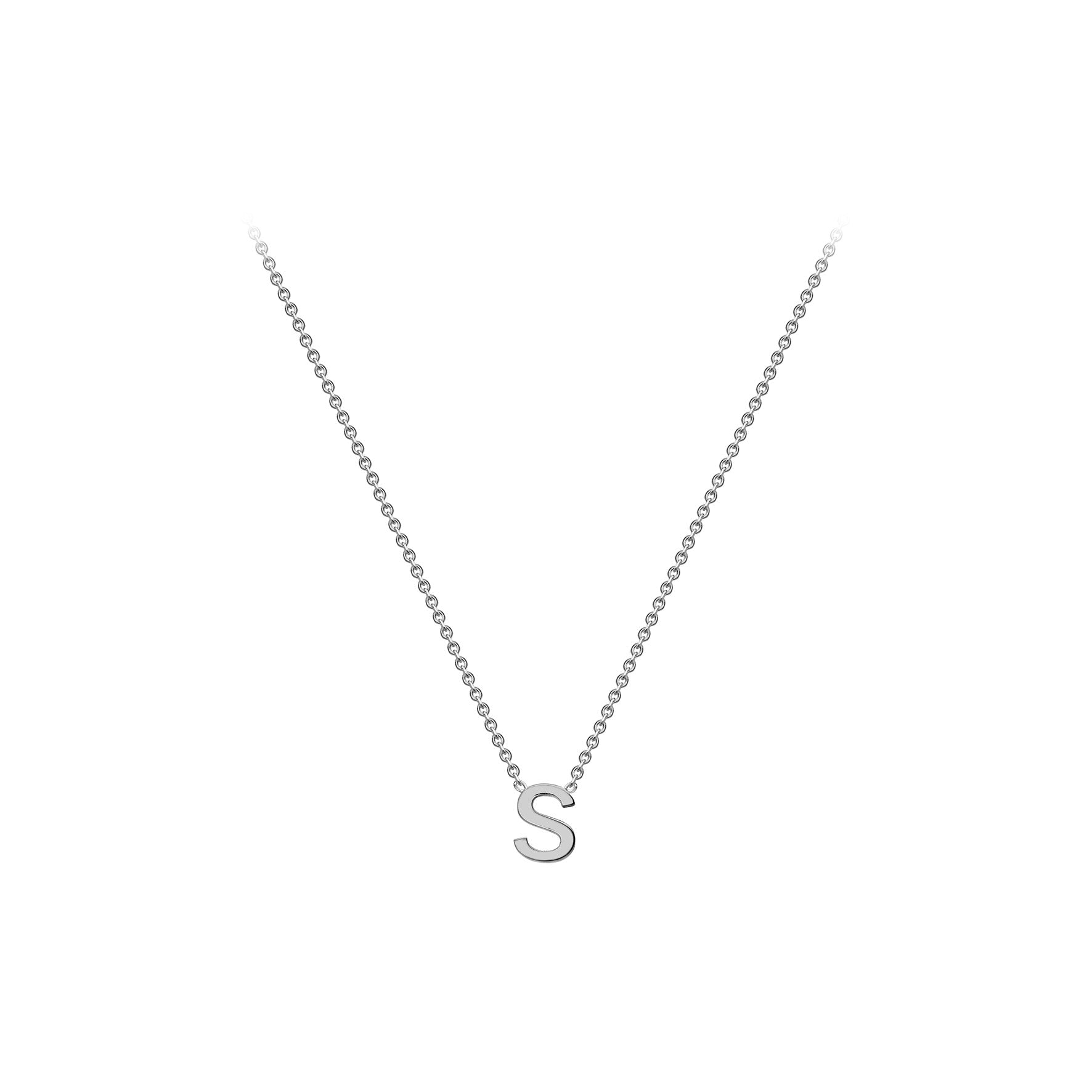Sterling Silver Mini Initital 'S' Necklace 15'-17'