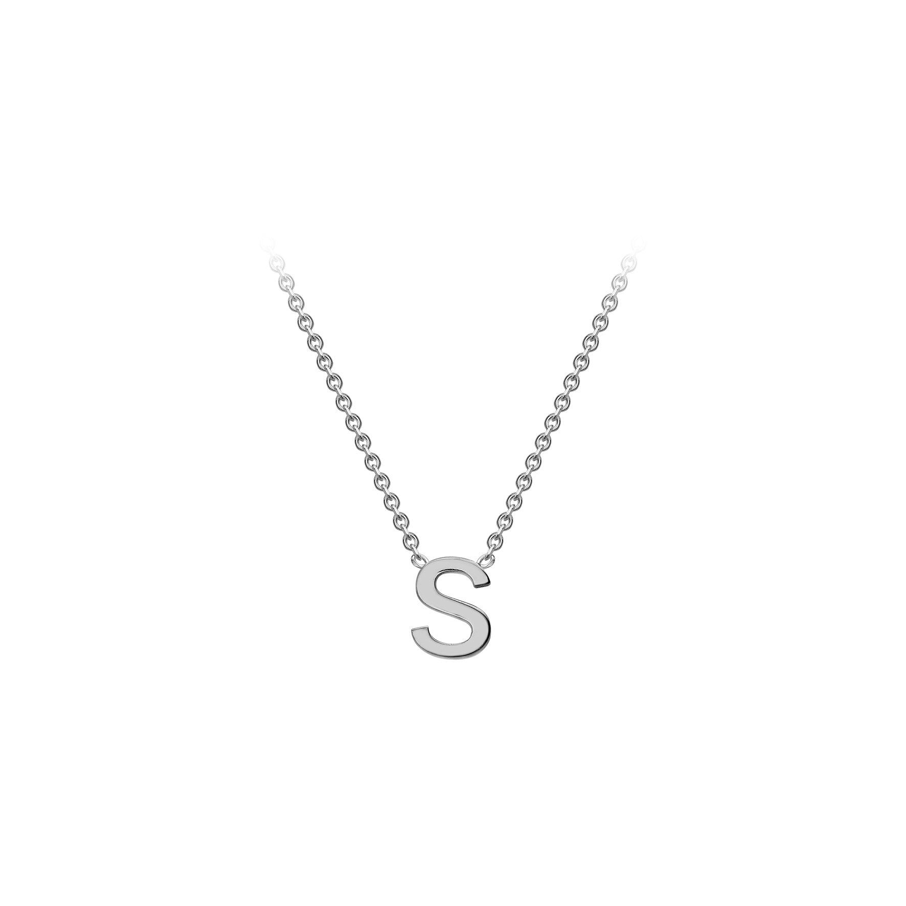 Sterling Silver Mini Initital 'S' Necklace 15'-17'