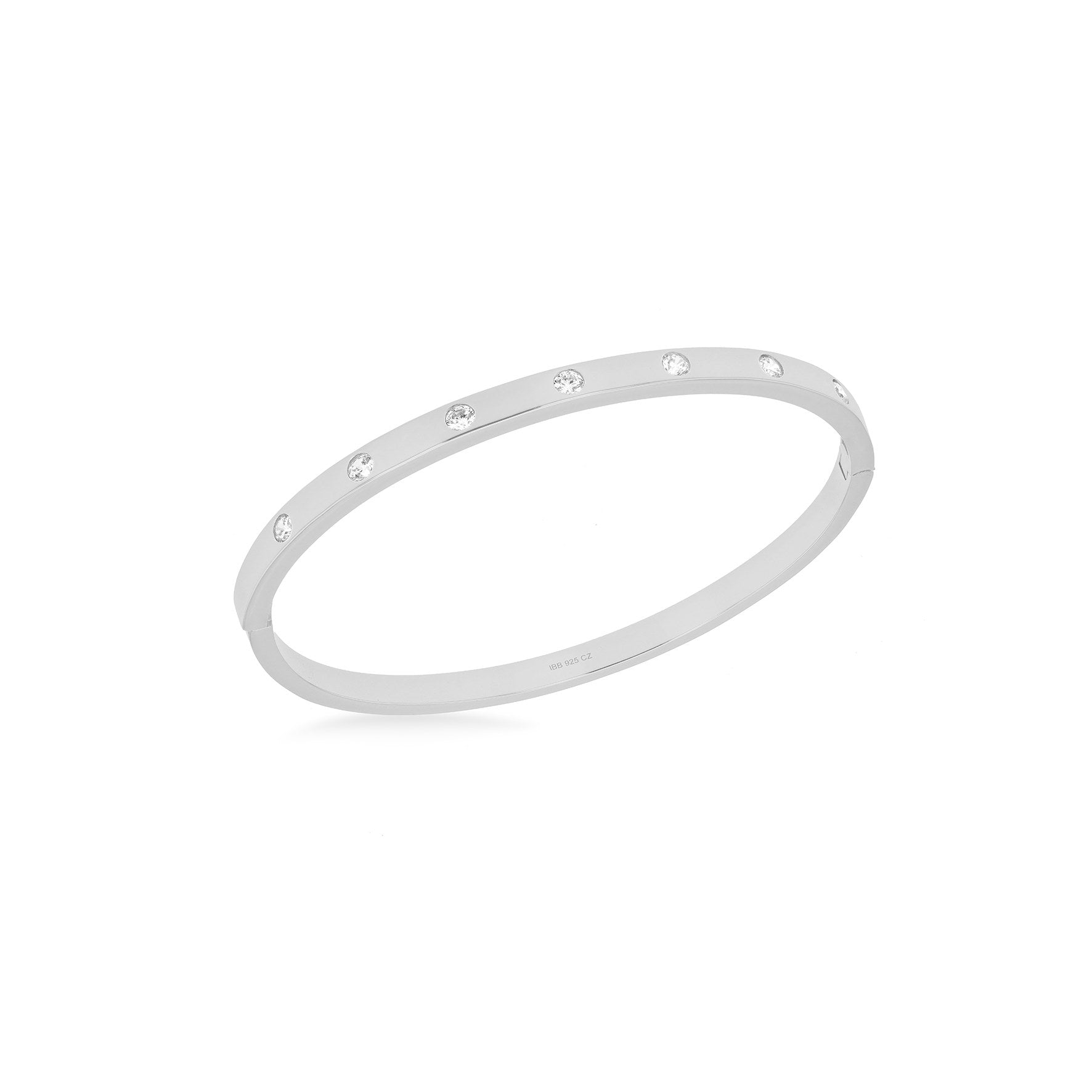 Sterling Silver Rhodium Plated 7 Stone Cubic Zirconia Bangle