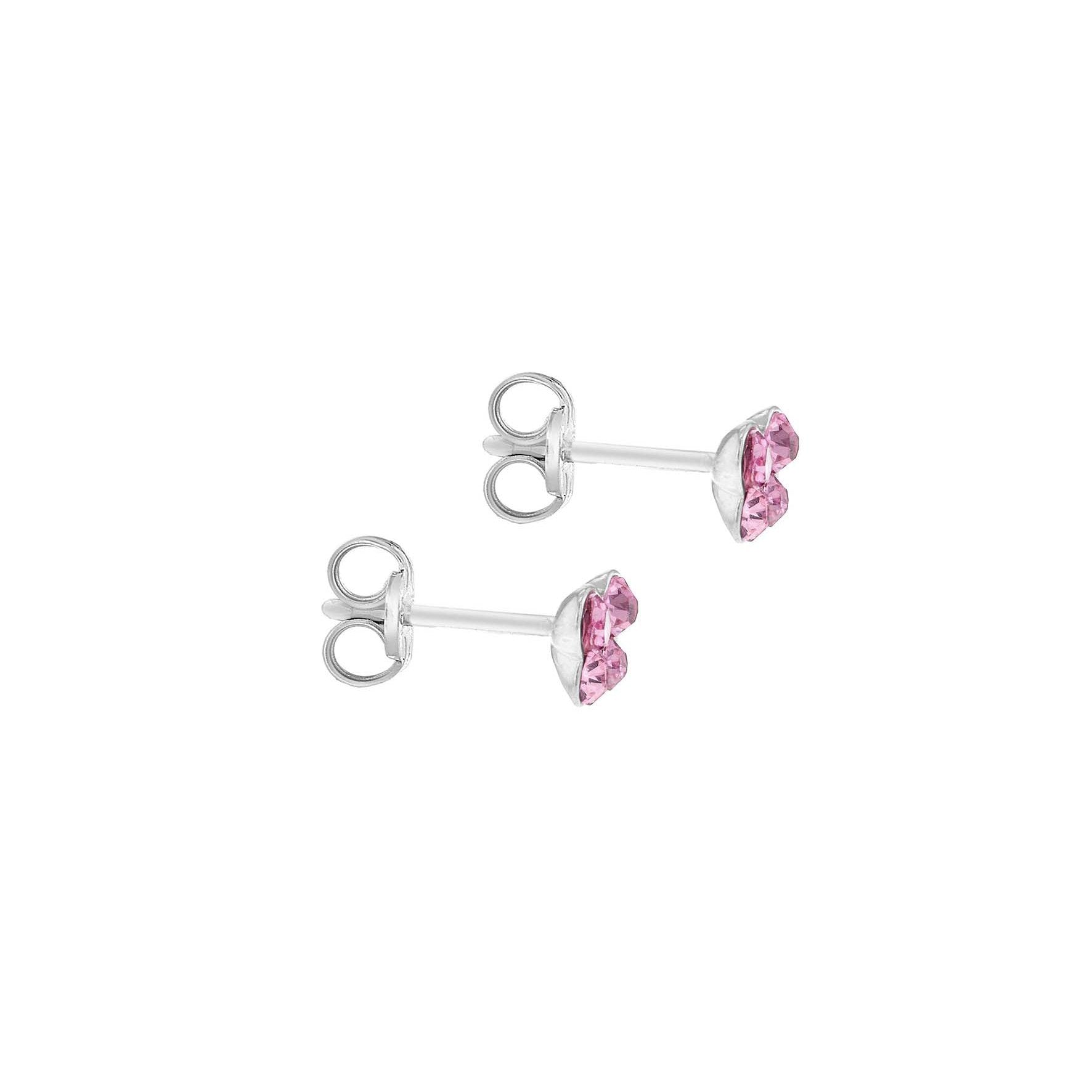 Sterling Silver Pink Cubic Zirconia Butterfly Stud Earrings