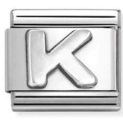Nomination Composable Classic Letter K Charm - Stainless Steel & Sterling Silver