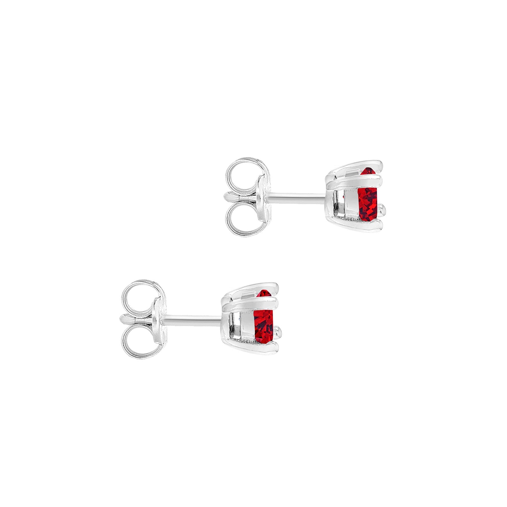 Sterling Silver Garnet Cubic Zirconia January Birthstone Stud Earrings