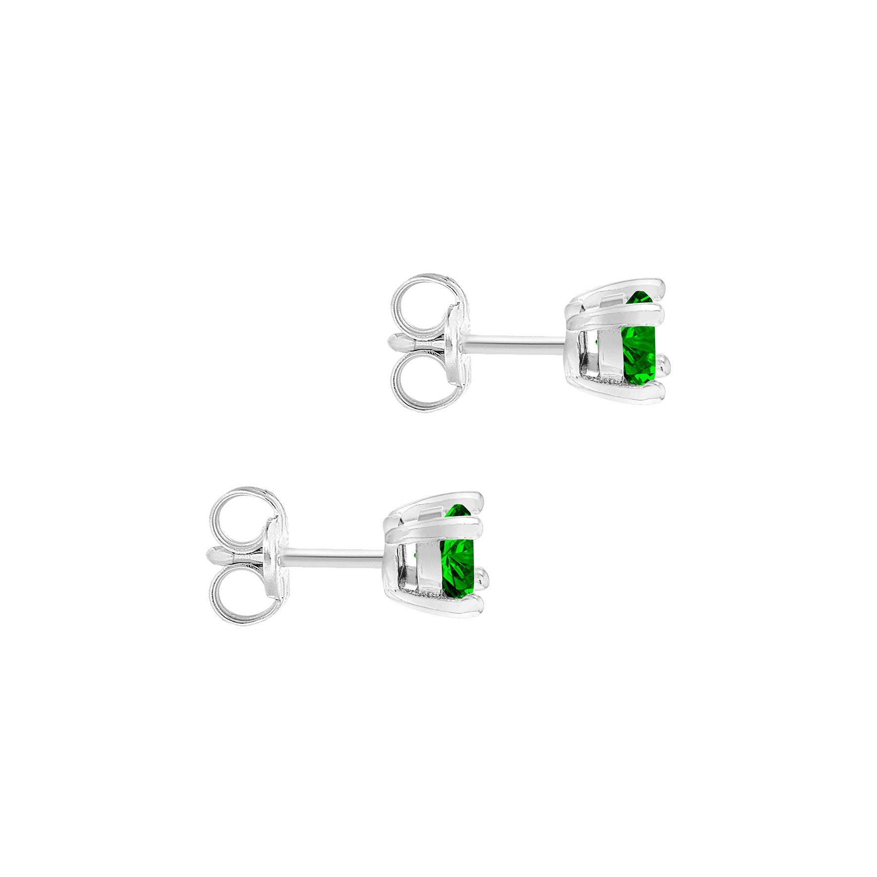 Sterling Silver Emerald Cubic Zirconia May Birthstone Stud Earrings