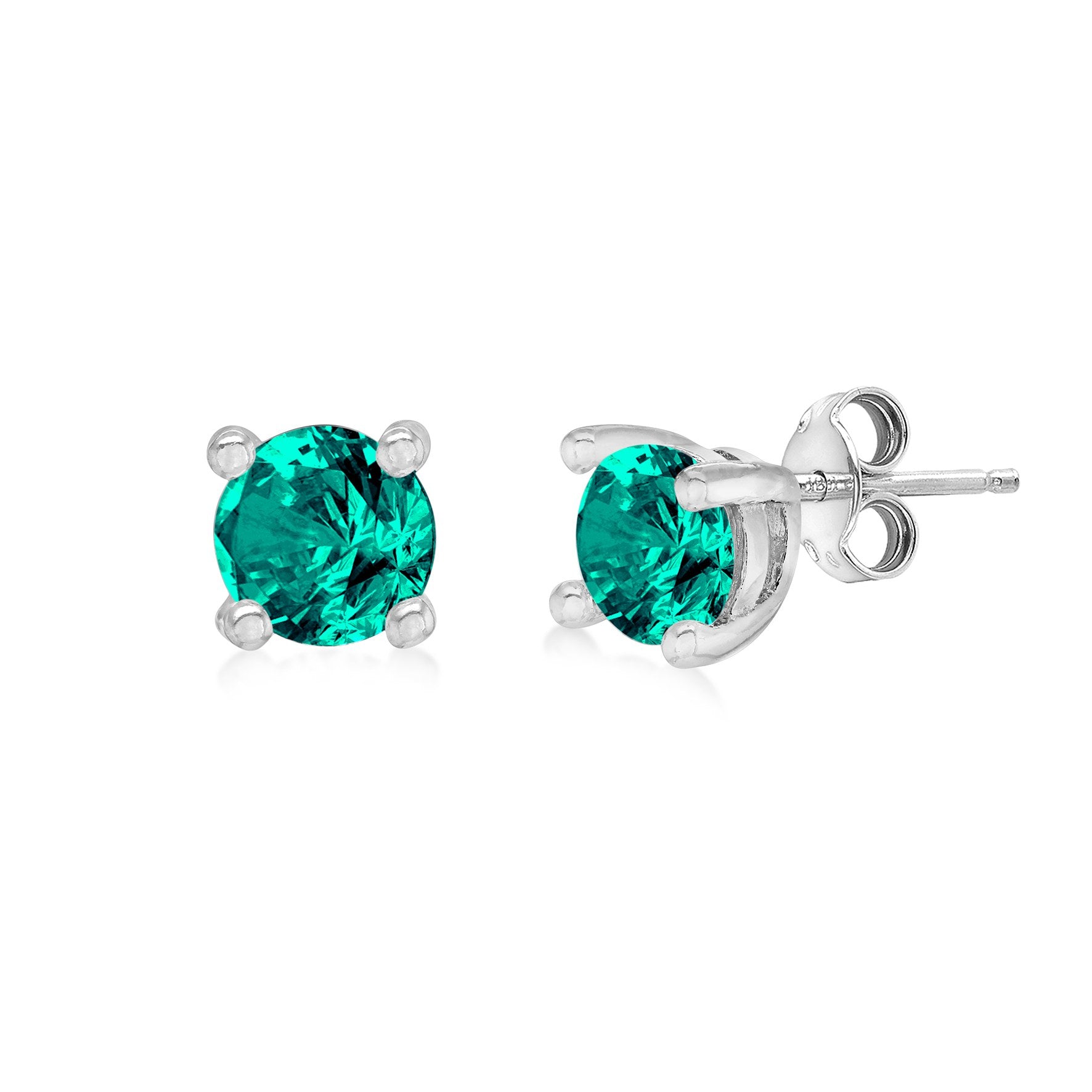 Sterling Silver Alexandrite Cubic Zirconia June Birthstone Stud Earrings