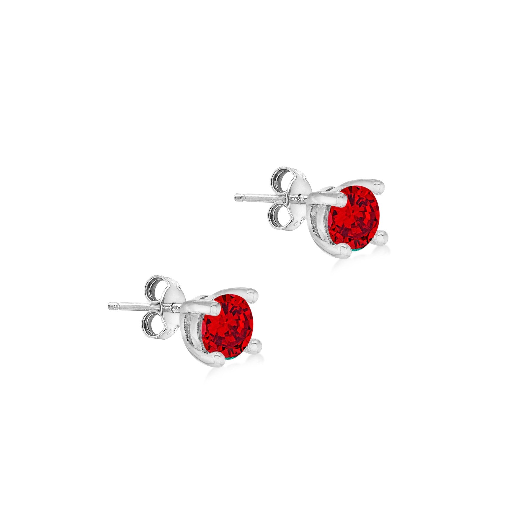 Sterling Silver Ruby Cubic Zirconia July Birthstone Stud Earrings