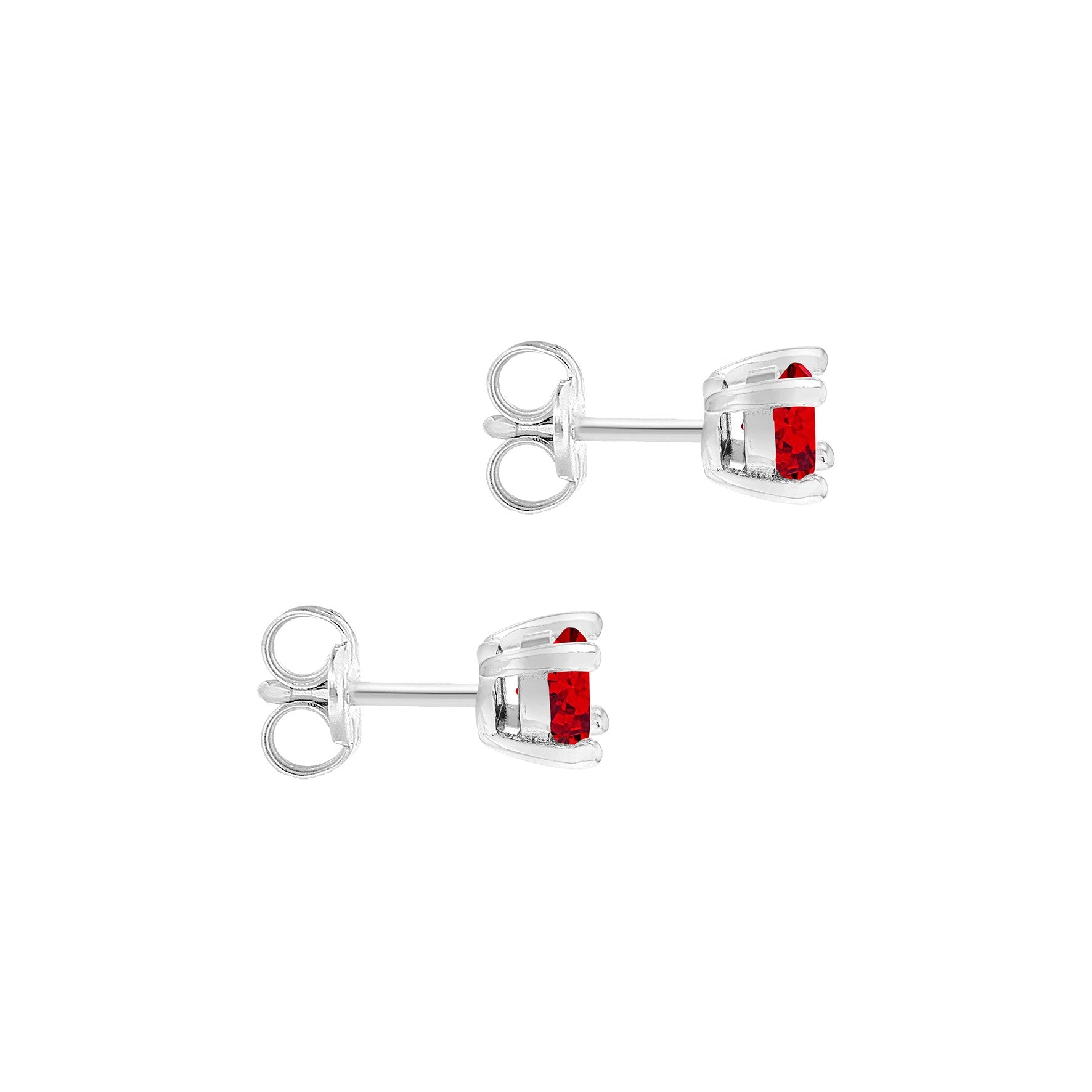 Sterling Silver Ruby Cubic Zirconia July Birthstone Stud Earrings