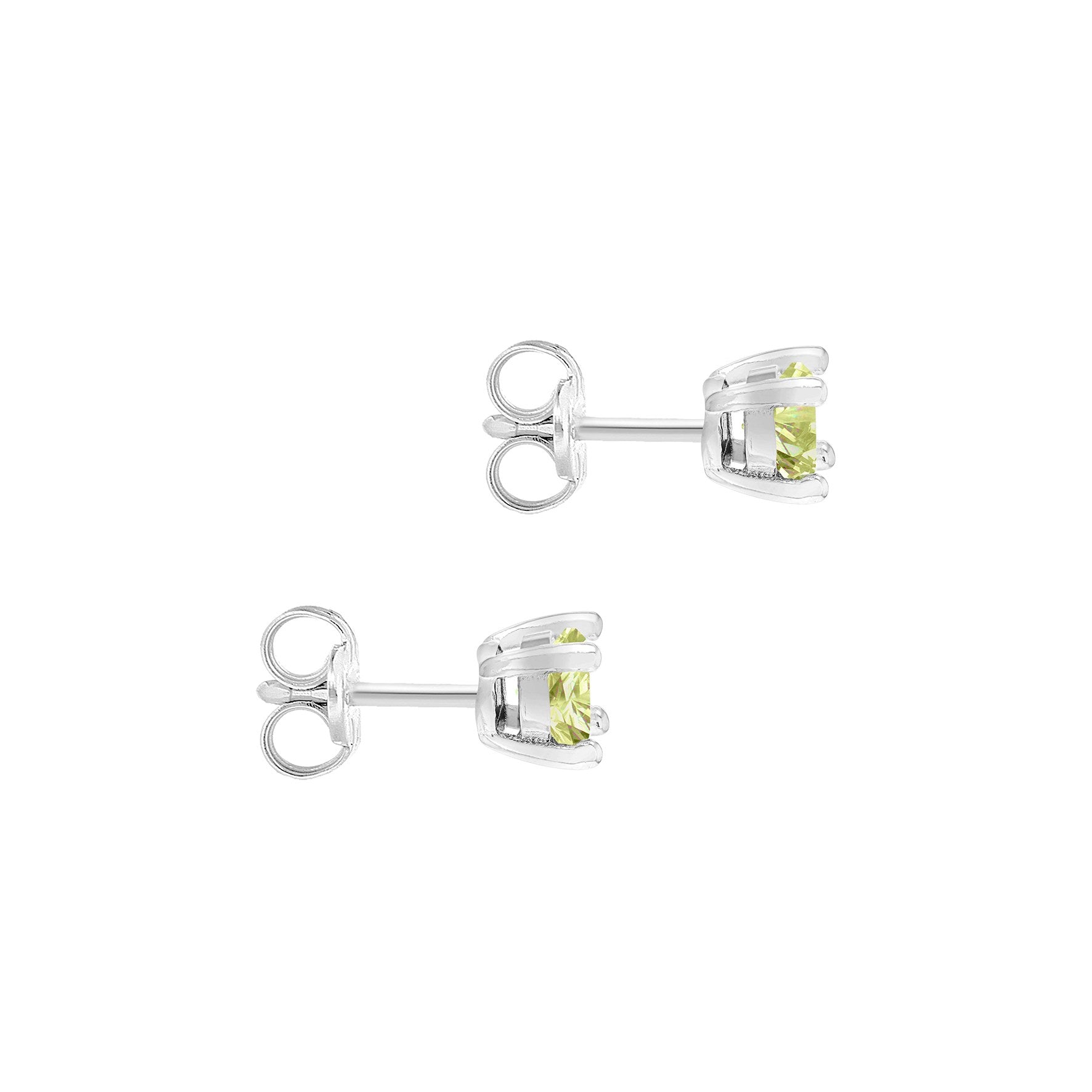 Sterling Silver Peridot Cubic Zirconia August Birthstone Stud Earrings