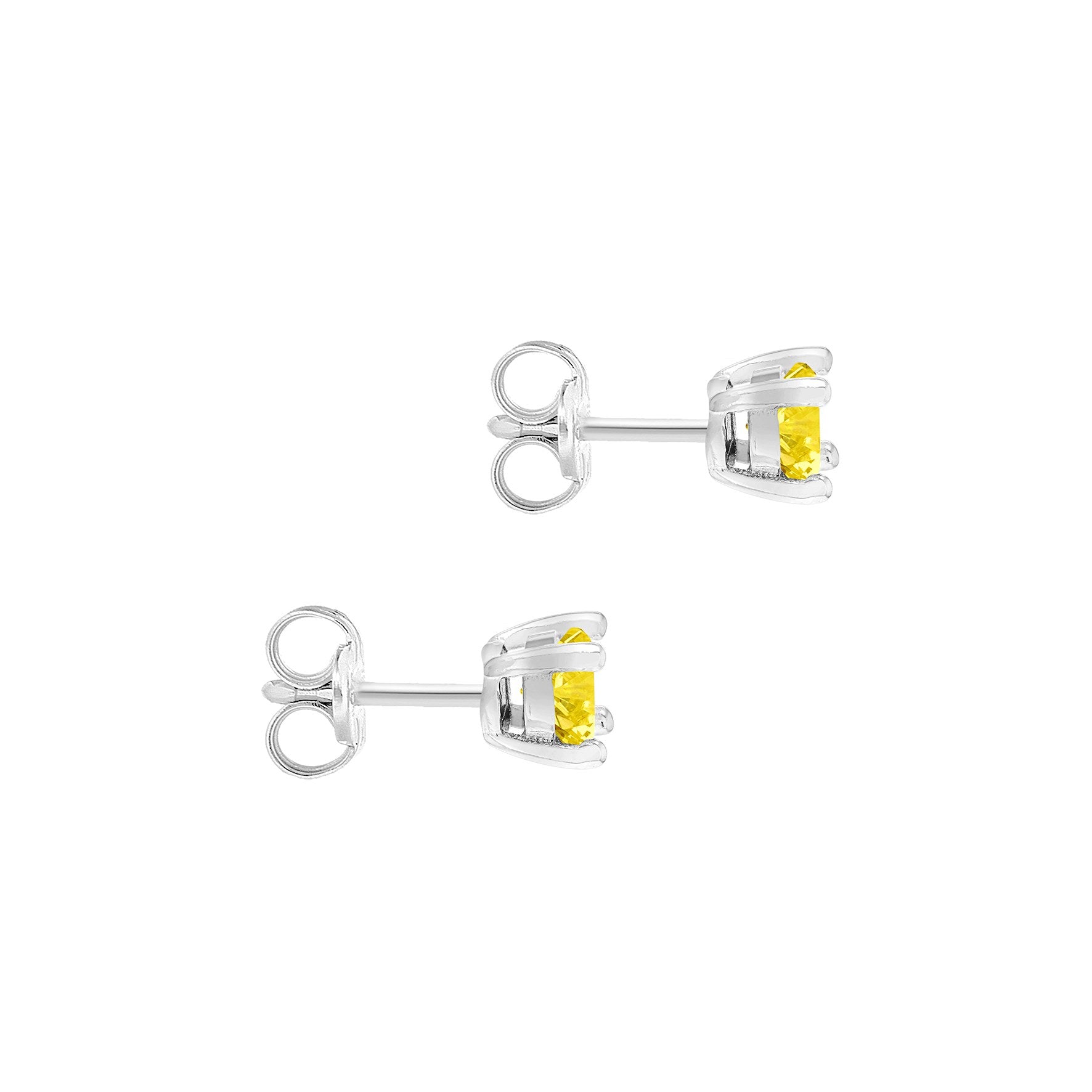 Sterling Silver Citrine Cubic Zirconia November Birthstone Stud Earrings