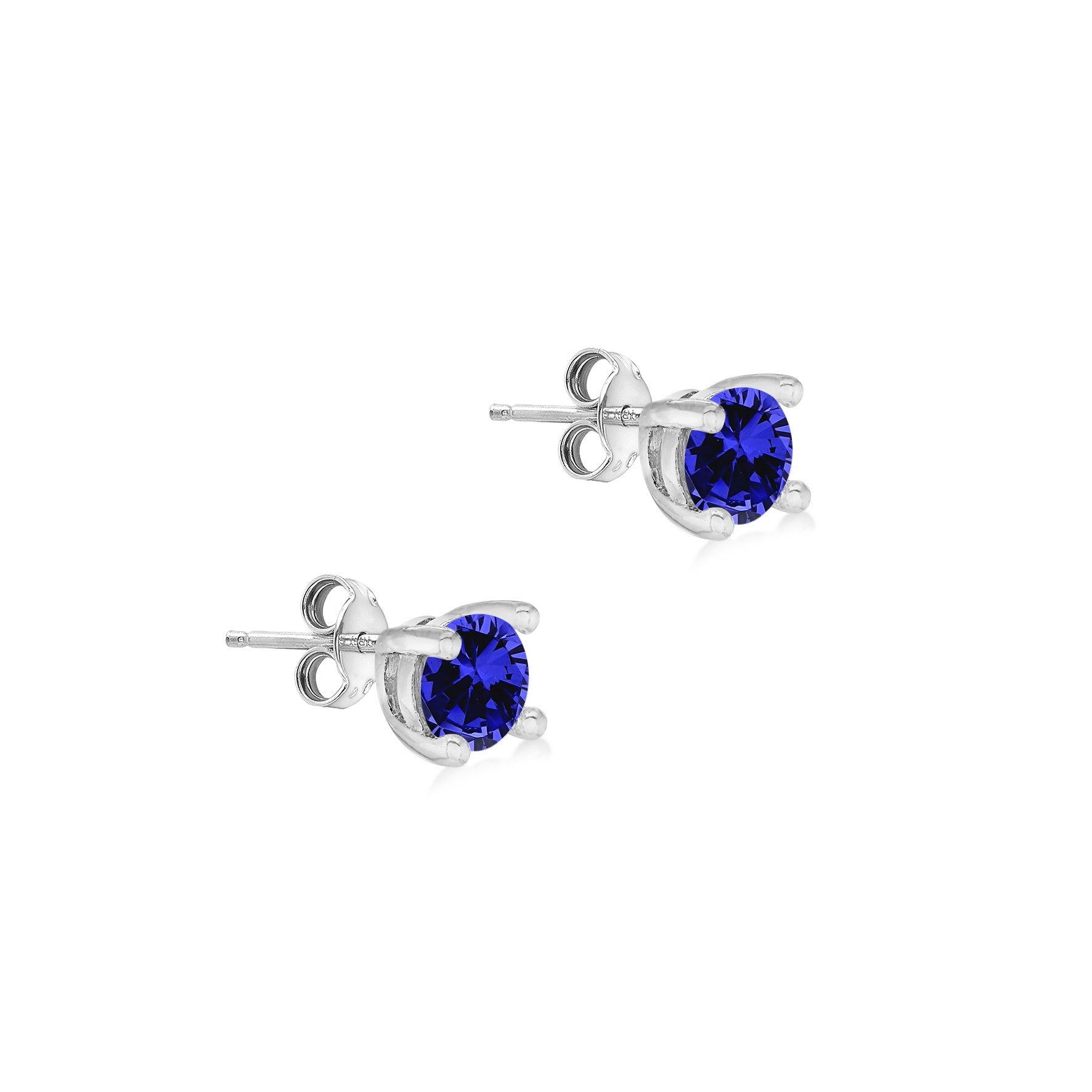 Sterling Silver Tanzanite Cubic Zirconia December Birthstone Stud Earrings