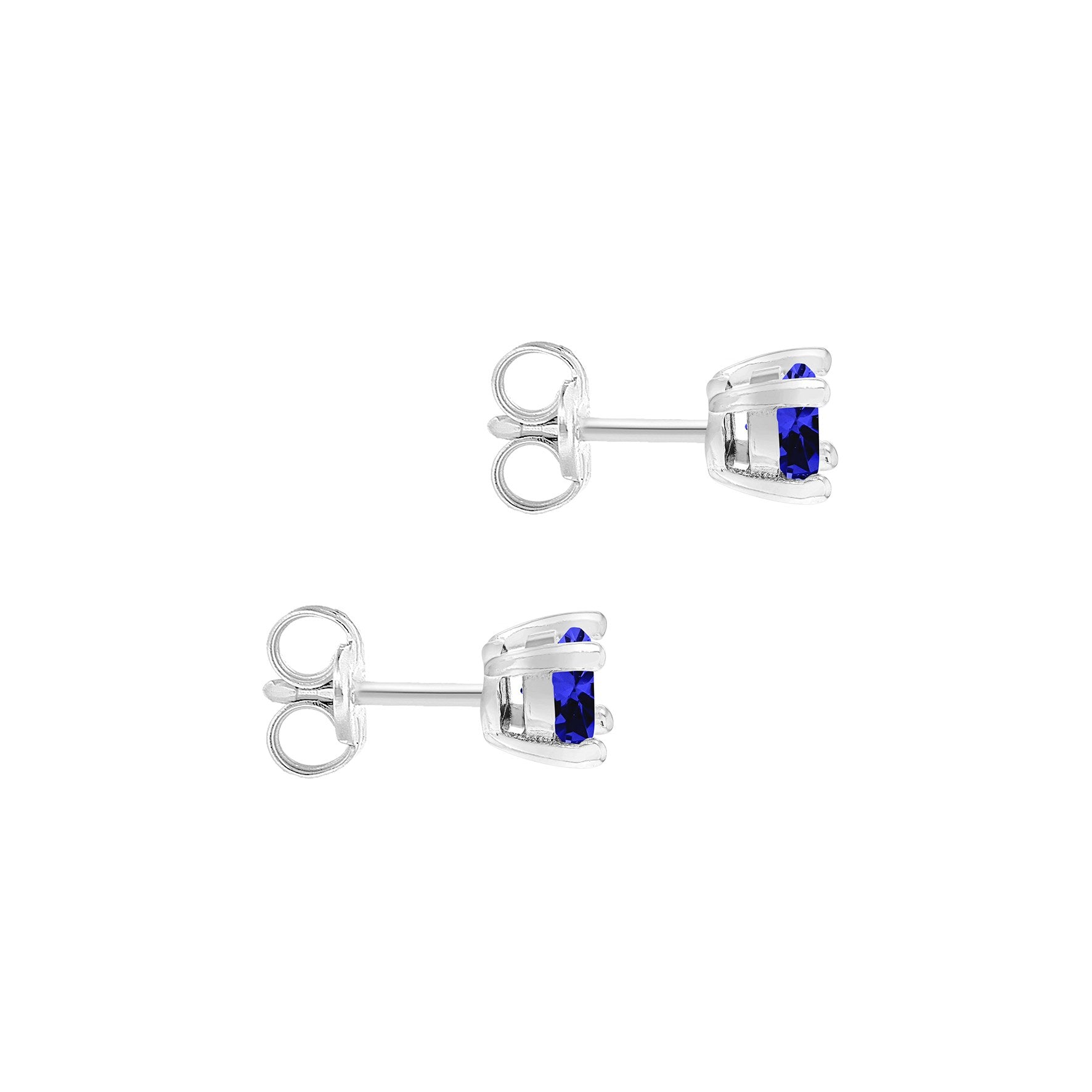 Sterling Silver Tanzanite Cubic Zirconia December Birthstone Stud Earrings