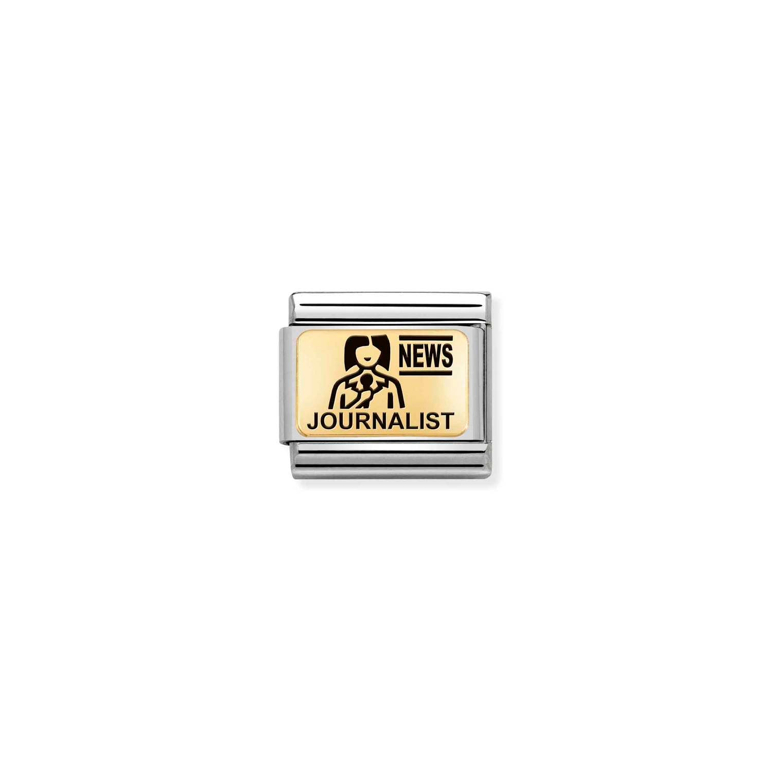 Nomination Composable Classic Journalist Occupation Charm - Stainless Steel & Yellow Gold with Black