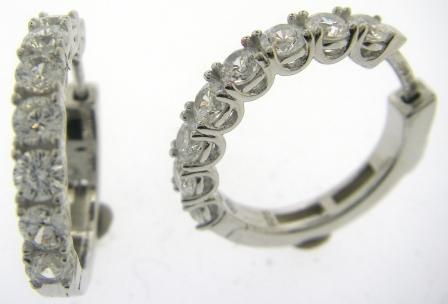 Sterling Silver Round CZ Claw Set Hoop Earrings 3mm