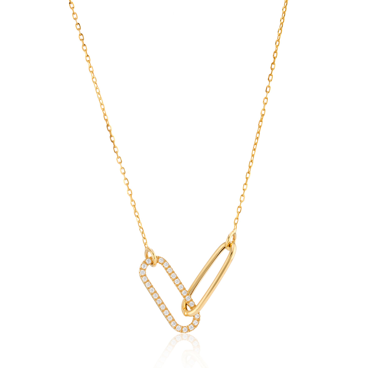 9ct Yellow Gold Double Link Cubic Zirconia Necklace