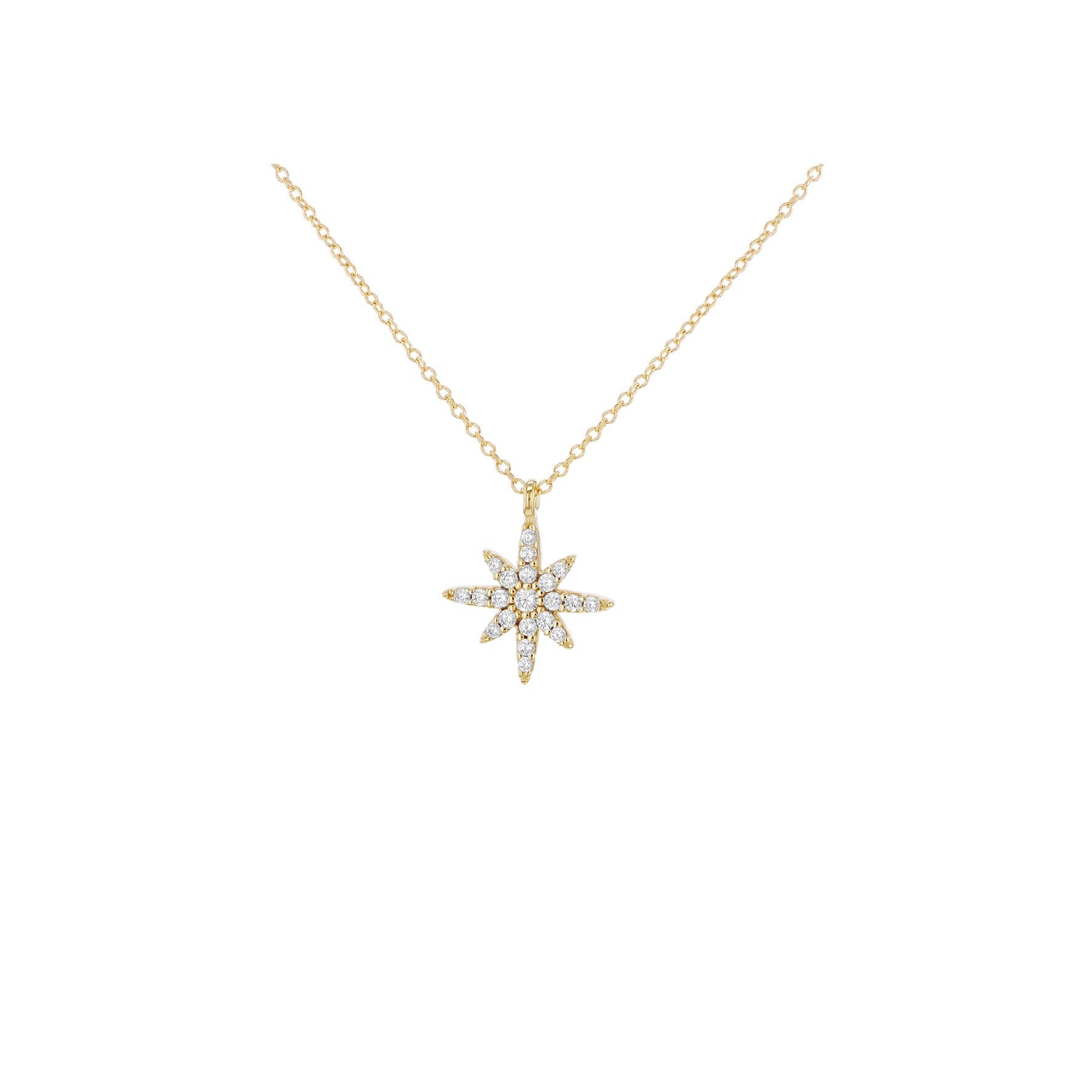 9ct Yellow Gold North Star Cubic Zirconia Pendant