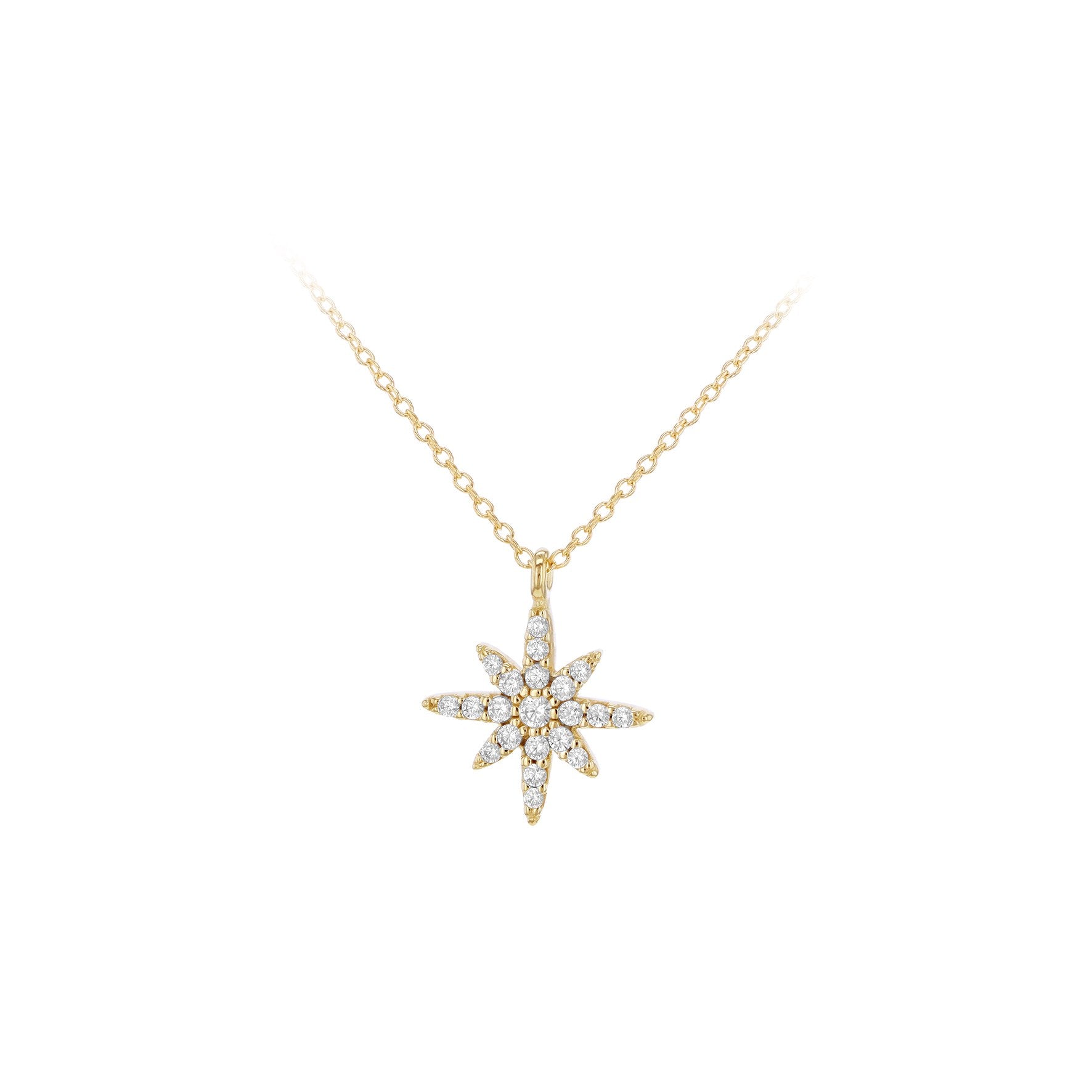 9ct Yellow Gold North Star Cubic Zirconia Pendant