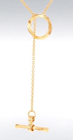 9ct Yellow Gold Diamond Cut Lariat T-Bar Necklace