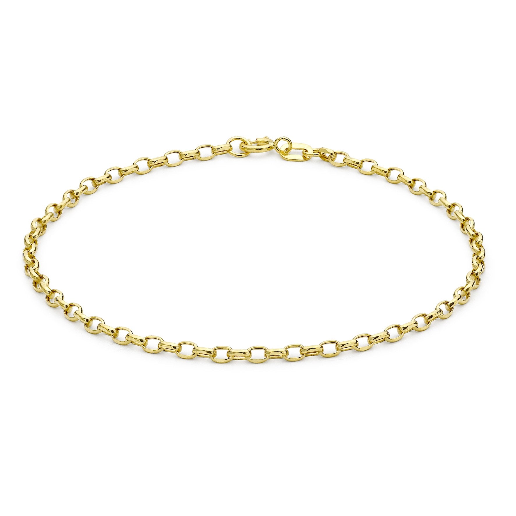 9ct Yellow Gold Diamond Cut Oval Belcher Bracelet 7.5'