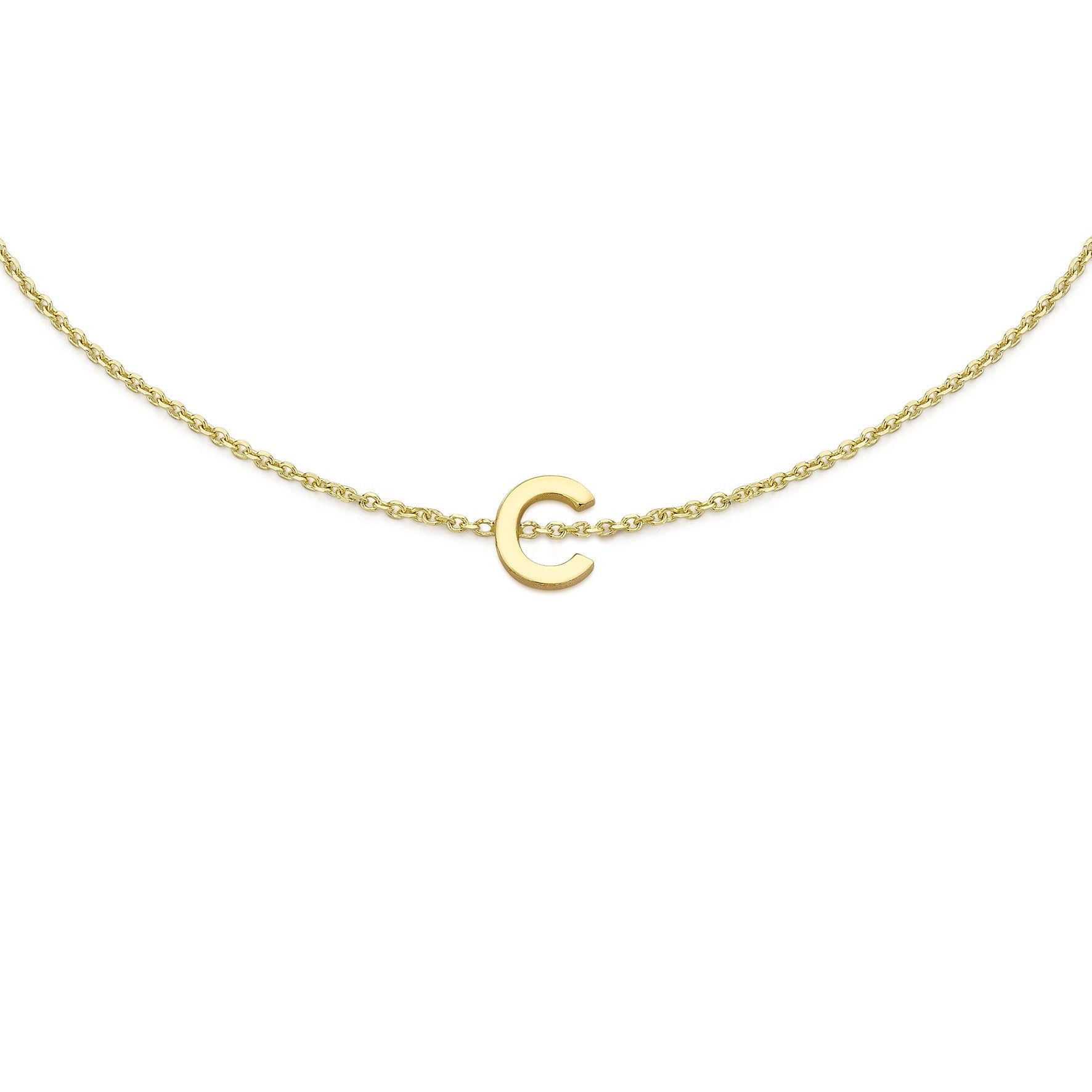 9ct Yellow Gold Mini Initial 'C' Bracelet 6 - 7.25 Inch
