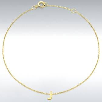 9ct Yellow Gold Mini Initial 'C' Adjustable Bracelet
