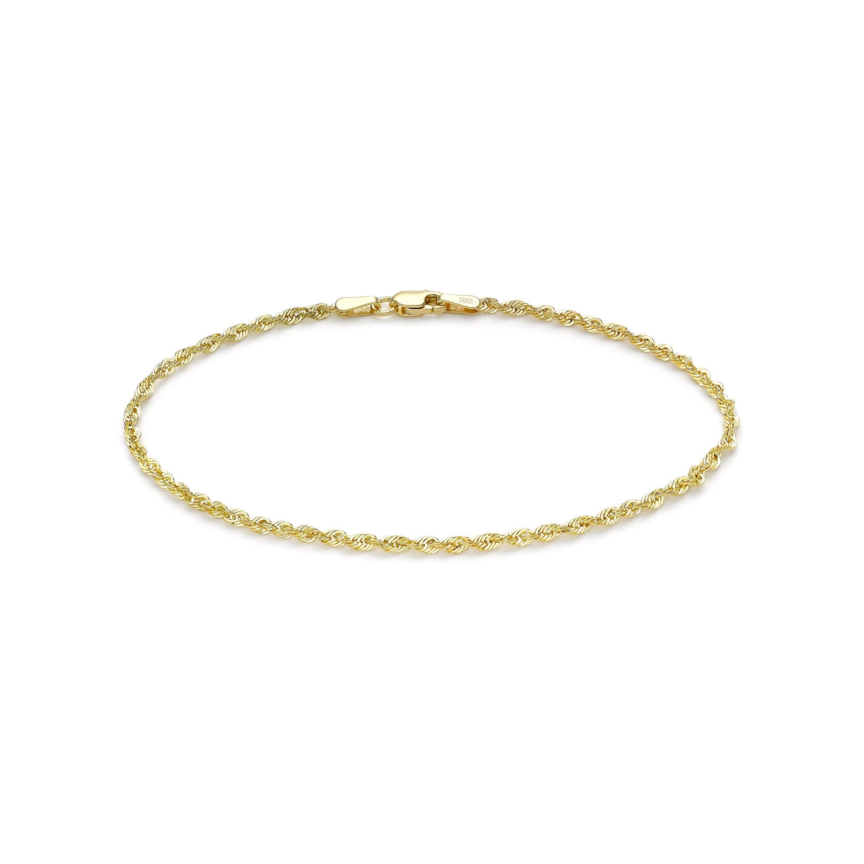 9ct Yellow Gold Rope Chain Bracelet 7.5'