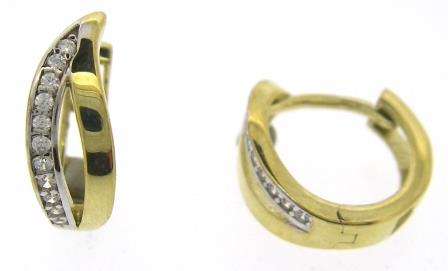 9ct Yellow Gold Cubic Zirconia Open Wavy Huggie Earrings