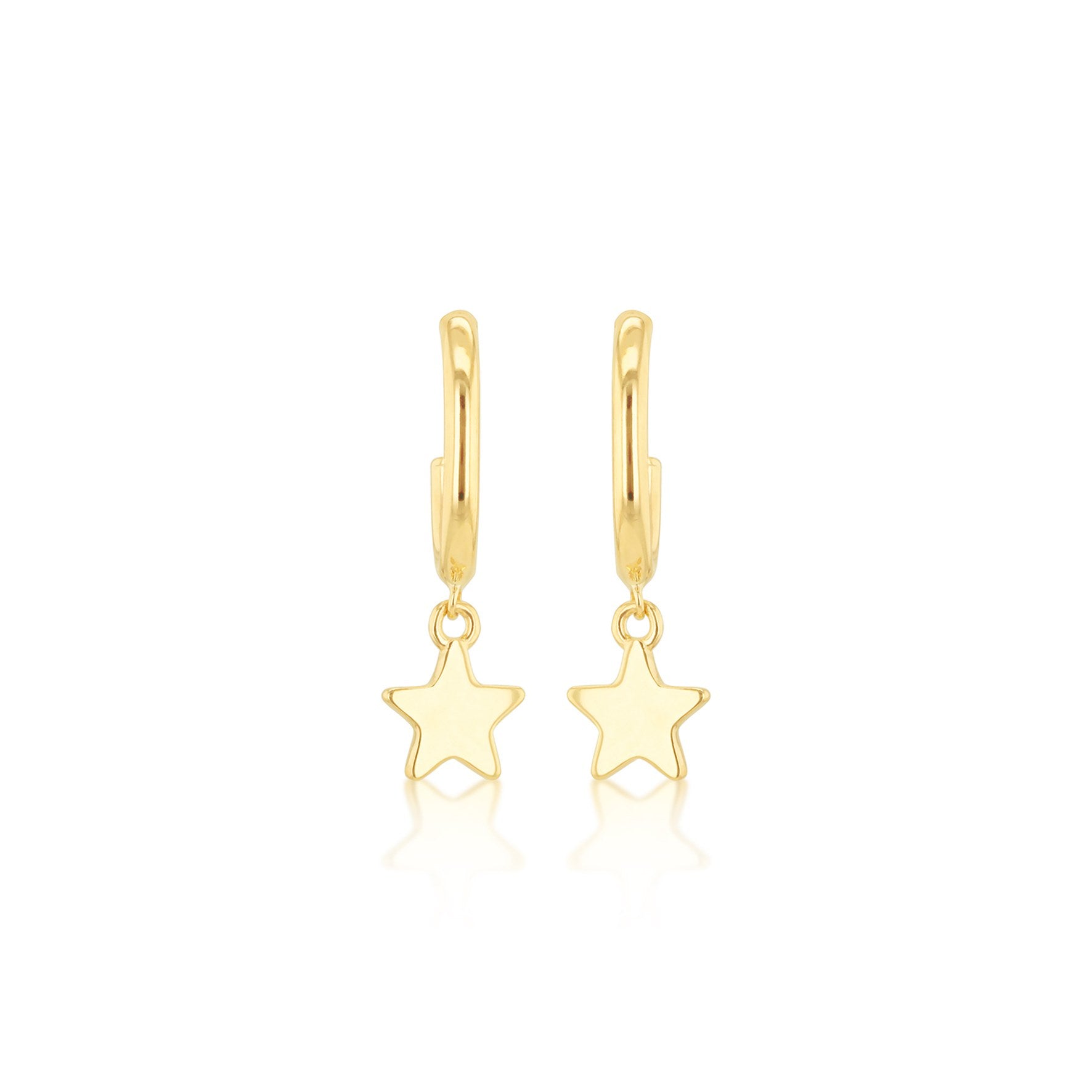 9ct Yellow Gold Star Drop Earrings