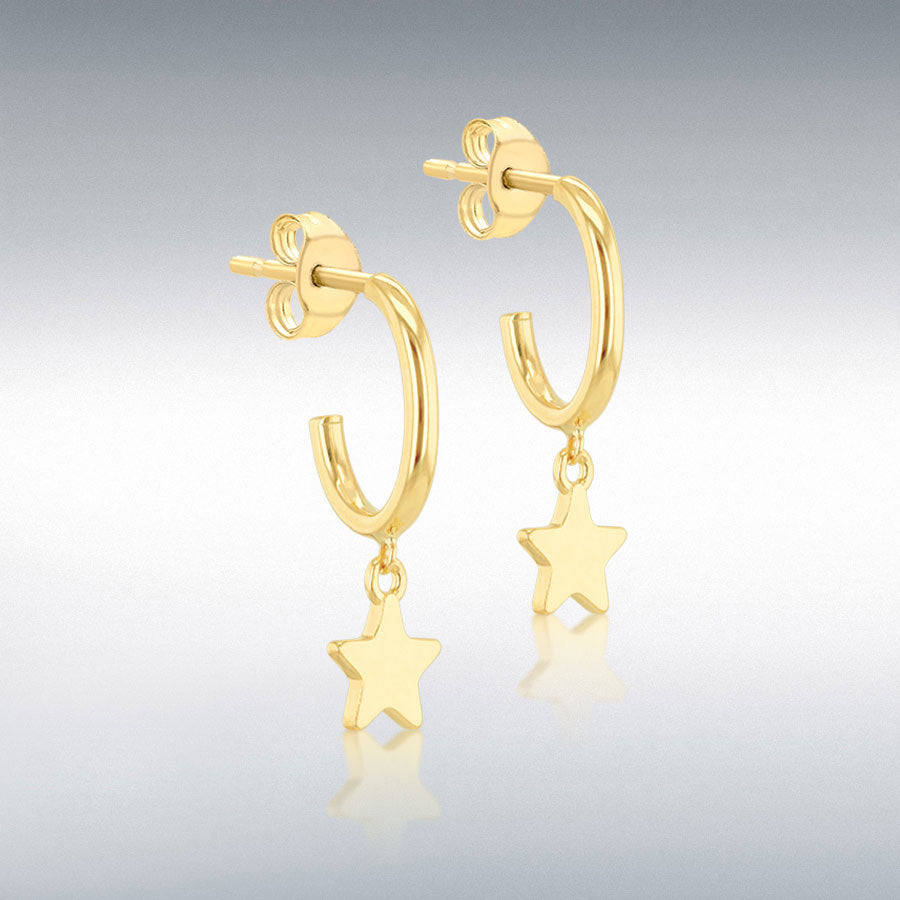 9ct Yellow Gold Half Circle Drop Earrings