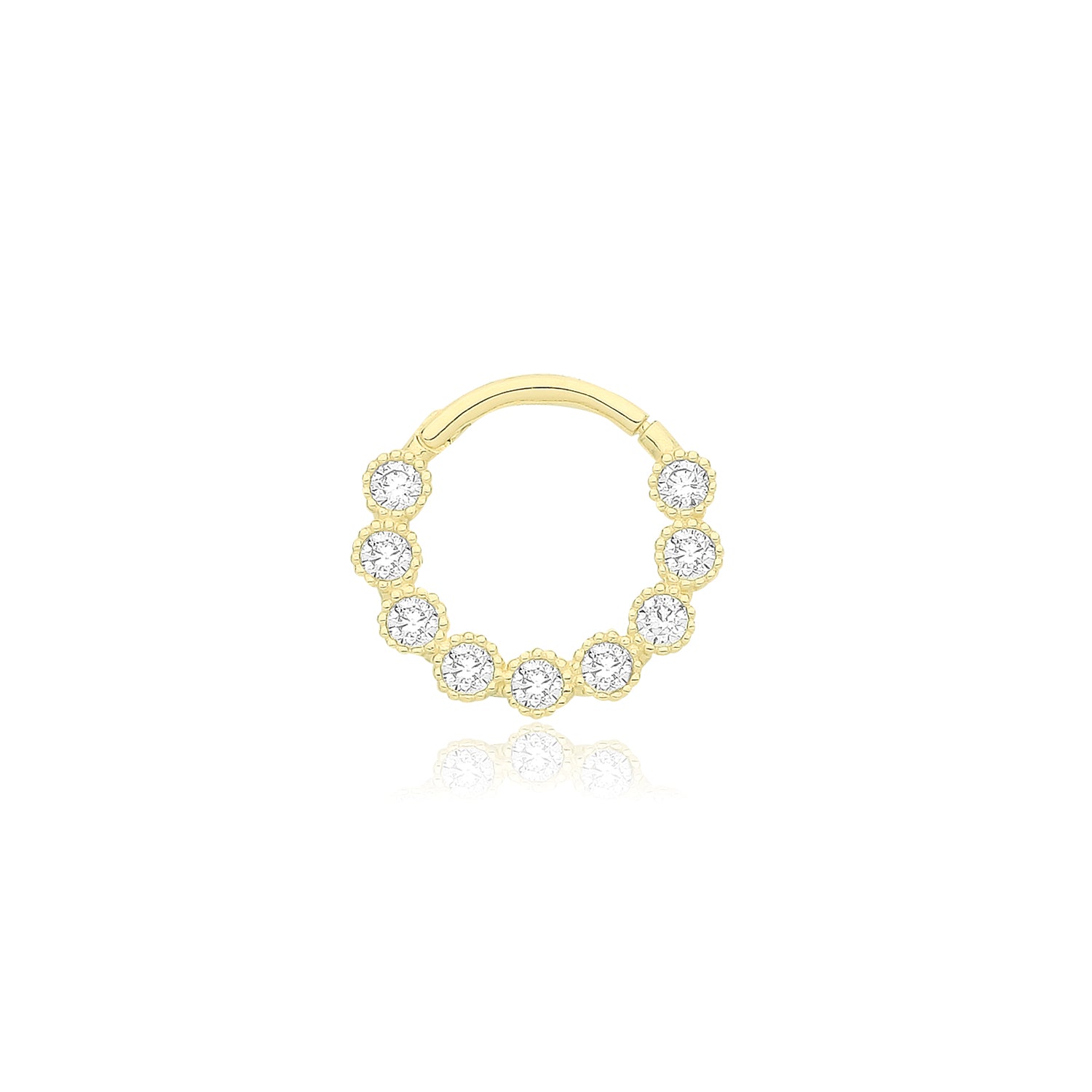 Verdant Aura 9ct Yellow Gold Green & White CZ Single Stud Earring