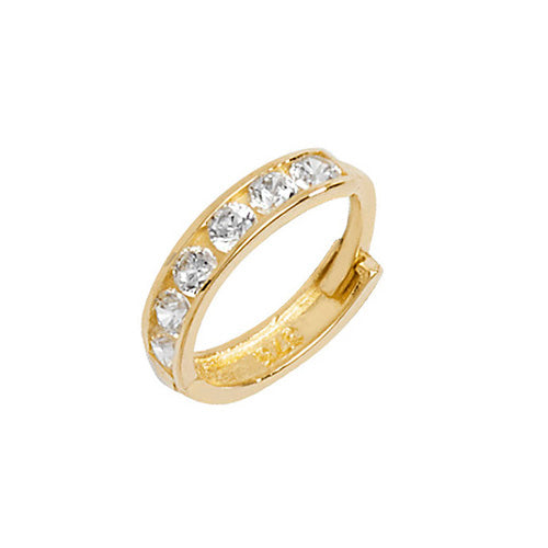 9ct Yellow Gold Emerald Green CZ Single Hoop Earring
